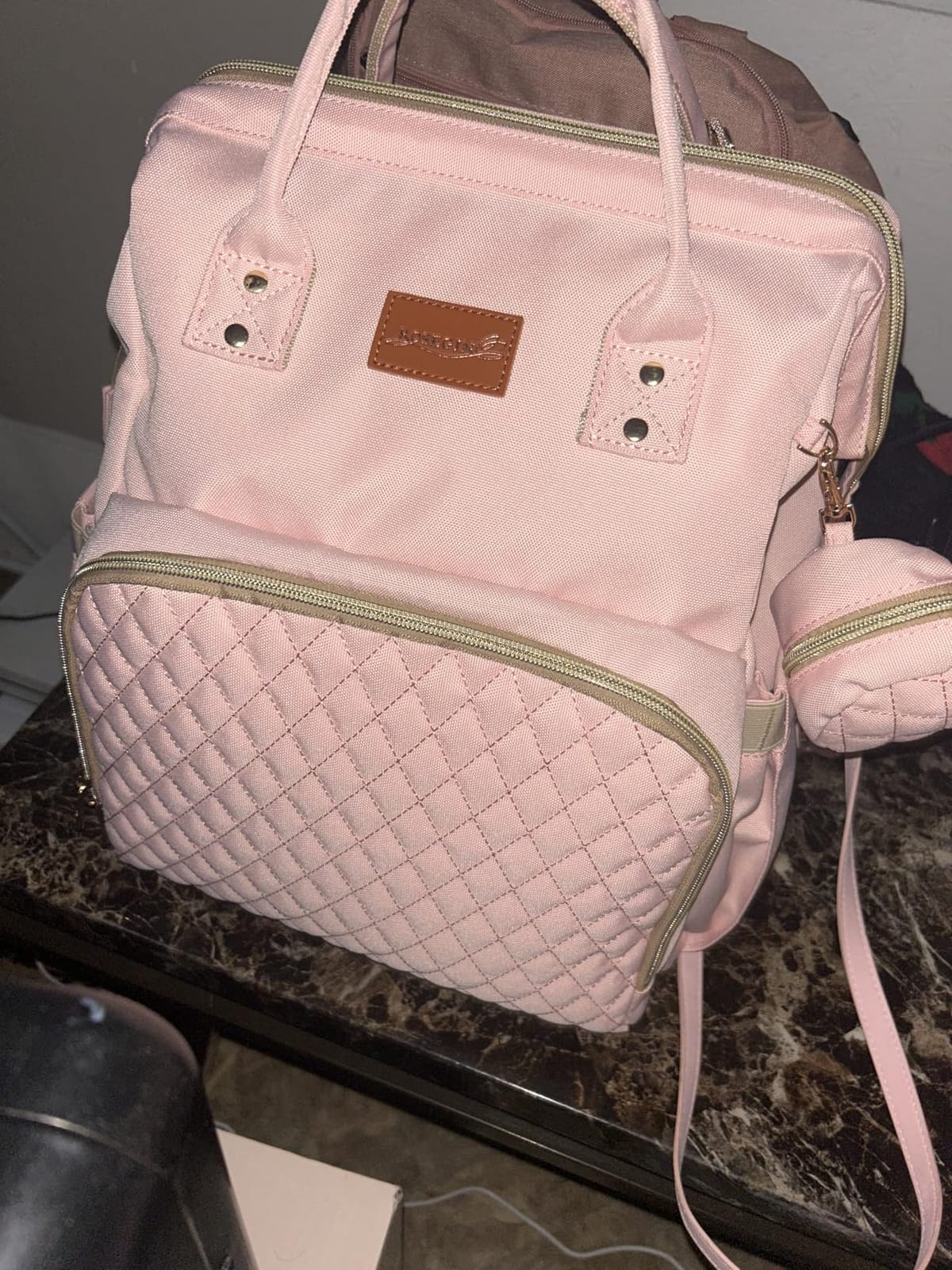 ROSEGIN Diaper Bag Backpack with Changing Pad Pacifier Case, Large, Stylish, Waterproof Travel Quilted Diaper Bag for Mom - Baby Shower Gifts, Black customer photo 1