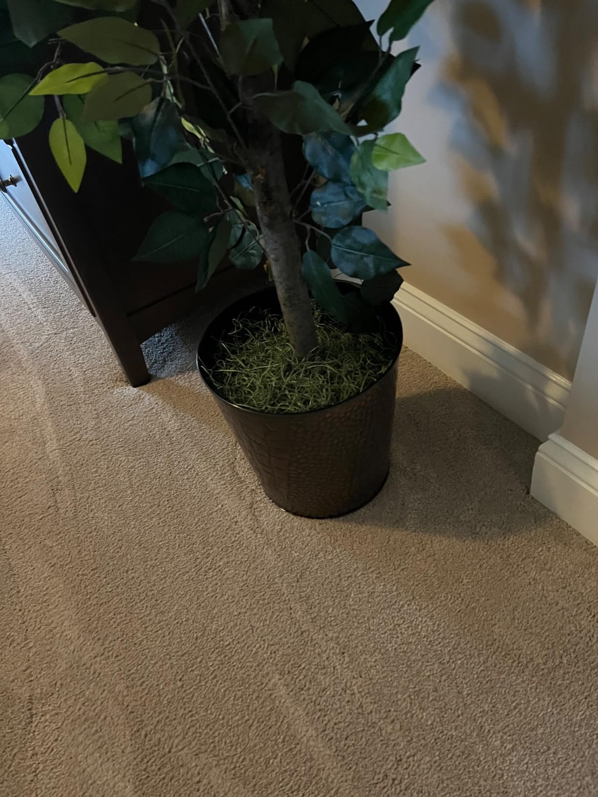 Artificial Tree 4ft Artificial Ficus Tree in Copper Metal Pot by LCG Florals - Faux Indoor Plant with Real Wood Trunk, Fully Assembled for Living Room, Office & Entryway Décor customer photo 2