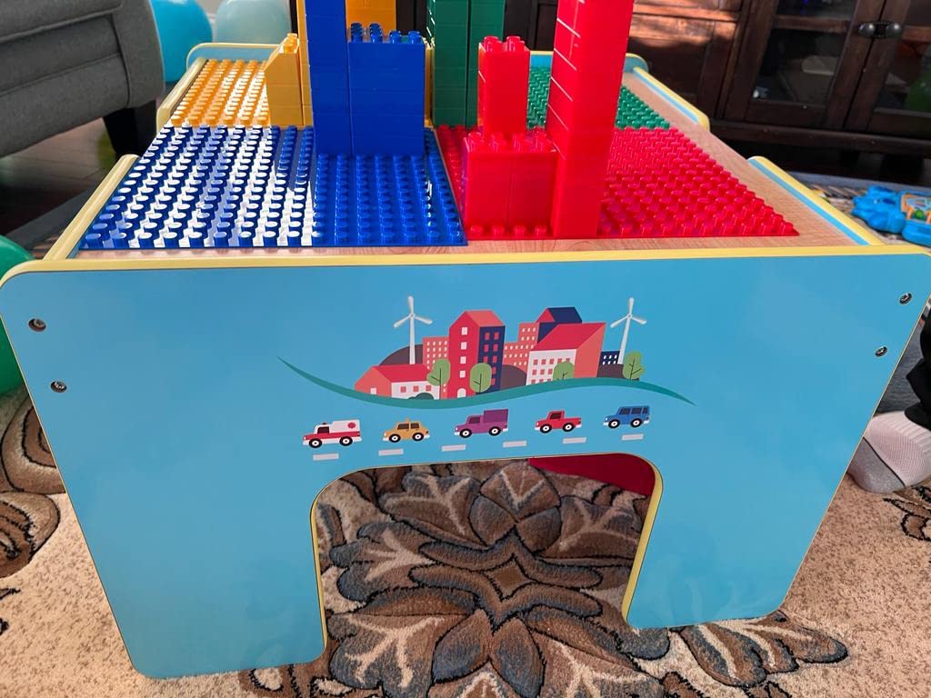 SainSmart Jr. Wooden Train Table, 2-in-1 Activity Table Playset for Kids, Wooden Train Set with Storage Box, Gift for Toddlers Boys Girls customer photo 1