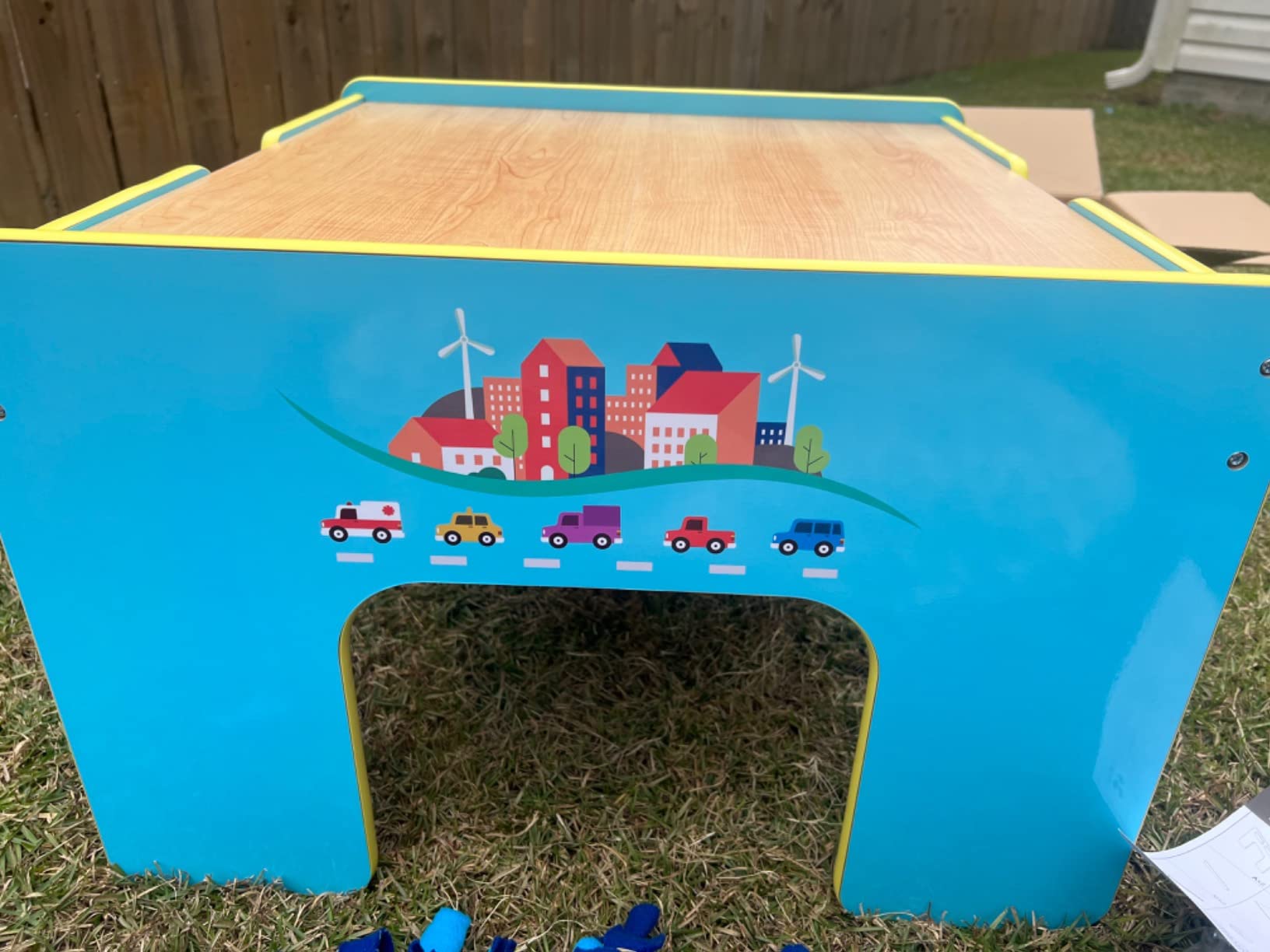 SainSmart Jr. Wooden Train Table, 2-in-1 Activity Table Playset for Kids, Wooden Train Set with Storage Box, Gift for Toddlers Boys Girls customer photo 2