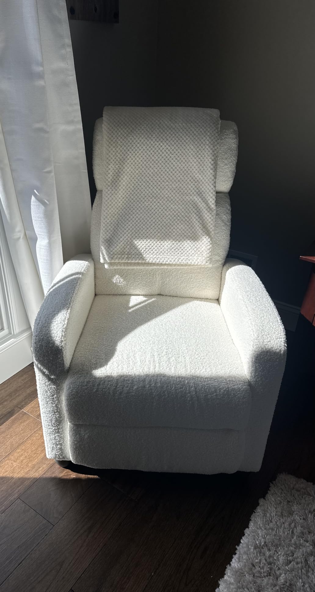 Topeakmart Boucle Recliner Chair Home Theater Seating with Footrest Ivory | Single Reclining Sofa Chair Armchair with Adjustable Push Back & High-Density Foam for Living Room Bedroom RV Easy Assembly customer photo 2