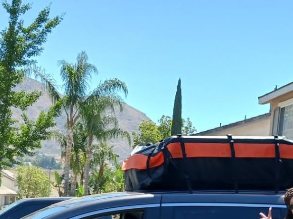 FIVKLEMNZ 21 Cubic Rooftop Cargo Carrier Waterproof Soft Car Roof Bag | for All Top of Vehicle with/Without Rack Includes Topper Anti-Slip Mat + Reinforced Straps + 6 Door Hooks + Luggage Lock customer photo 1