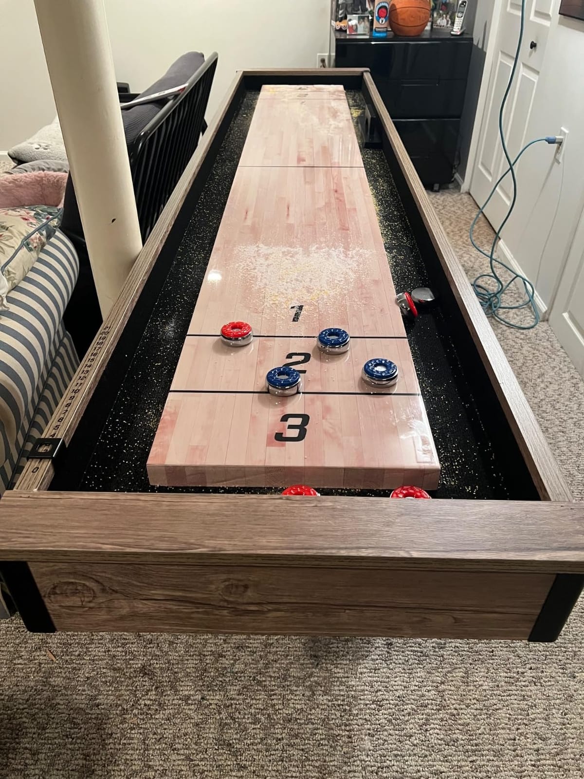 GoSports Premium 9 ft Shuffleboard Table with 8 Pucks, Shuffleboard Wax, and Brush customer photo 2