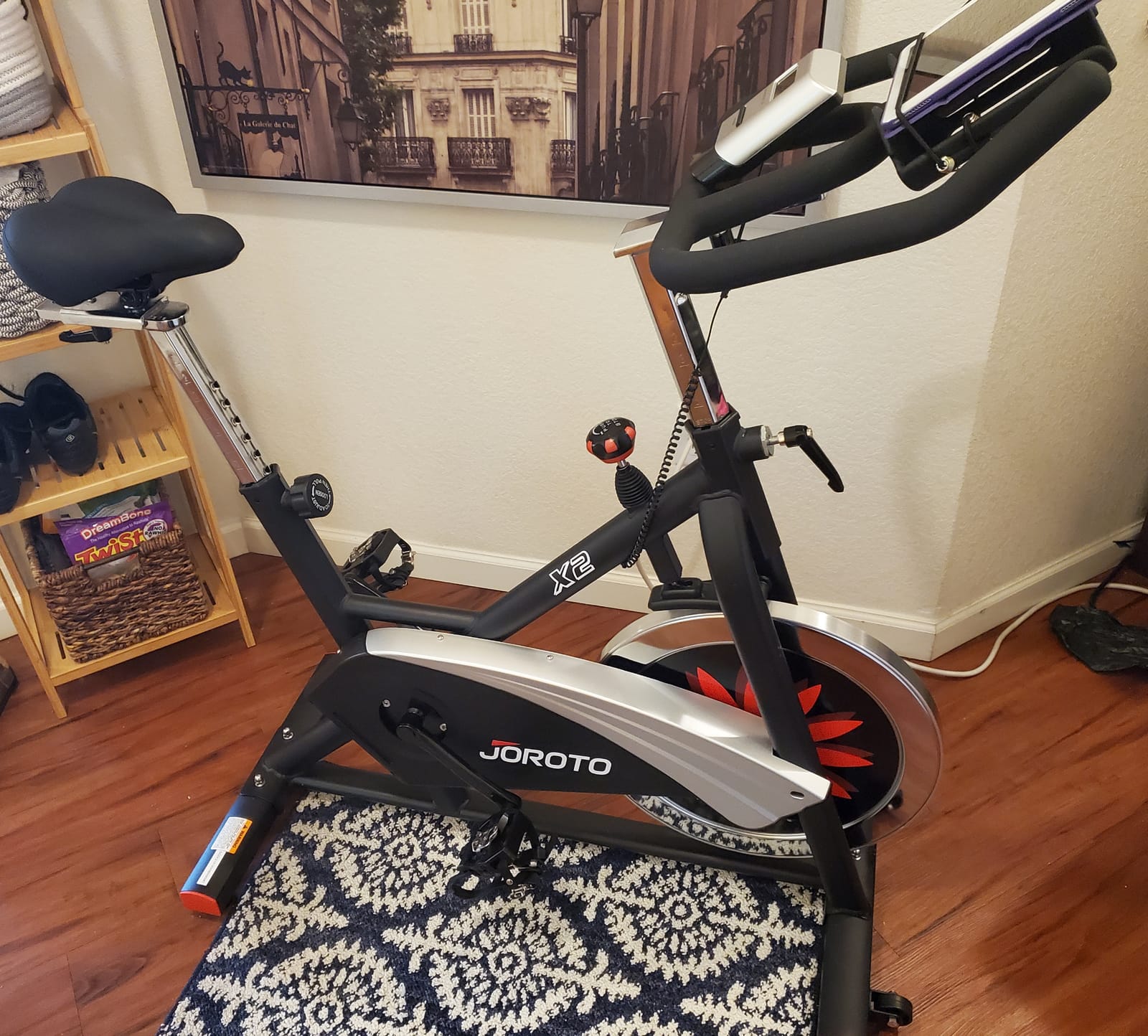 JOROTO Exercise Bike, Magnetic Stationary Bikes for Home | 40LBS Flywheel, App Supported Indoor Bike with 350LBS Weight Capacity, Low Noise, Digital Monitor, Bottle & Tablet Holder customer photo 1