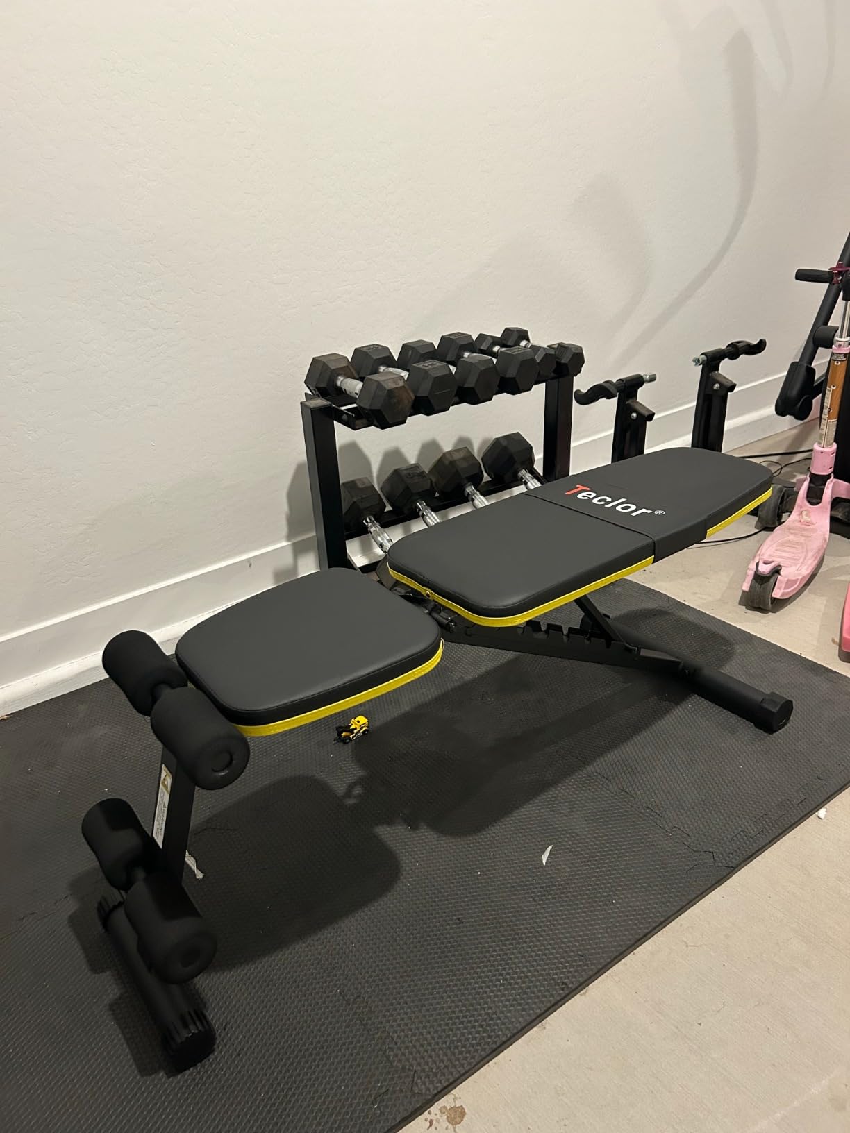 Teclor Adjustable Weight Bench, Foldable Workout Benches for Home Gym, 10 Backrest Position Exercise Bench for Strength Training, Upgraded Thickened Steel Support Max Capacity 700LBs customer photo 1