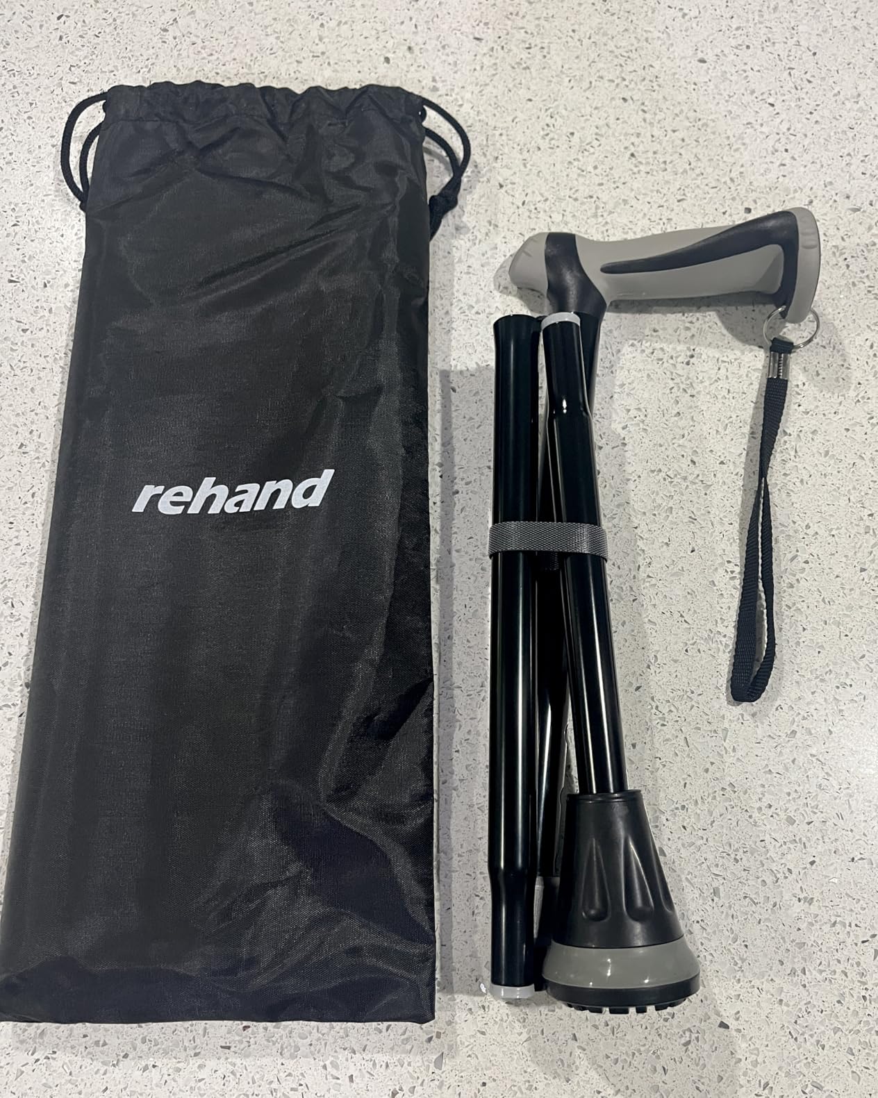 REHAND Walking Cane - Foldable, Adjustable, Collapsible Walking Canes for Men & Women, Heavy Duty All Terrain Tip, with Travel Bag customer photo 2