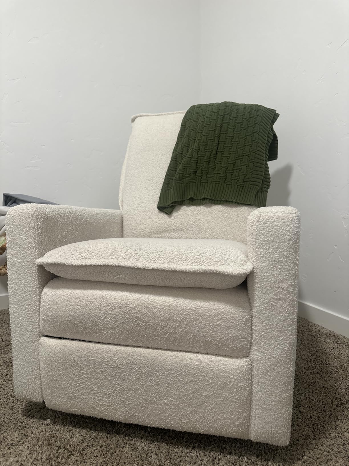Oxford Baby Uptown Upholstered Glider Recliner Rocking Chair 360° Swivel for Nursery and Living Room - Sand, Green Guard Gold Certified customer photo 1
