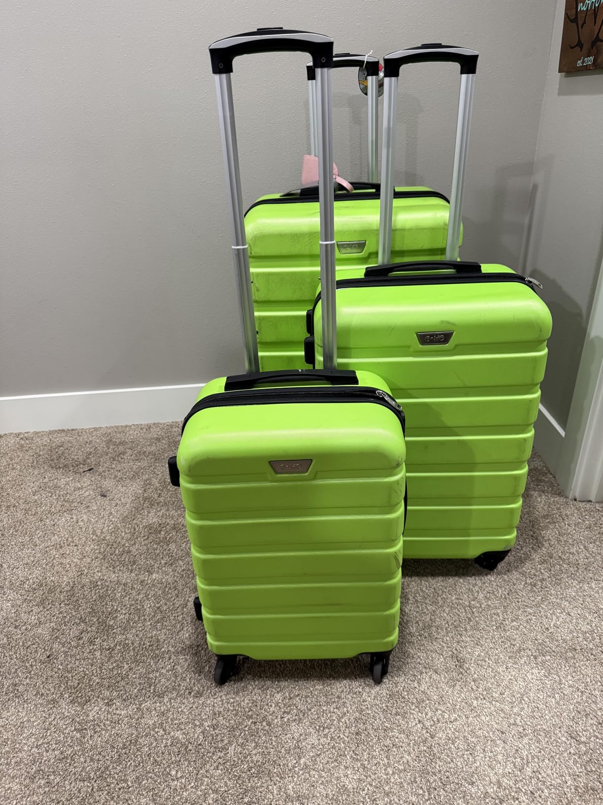 Coolife Luggage Set, Lightweight Durable Hardshell, 3 piece, Apricot White customer photo 2