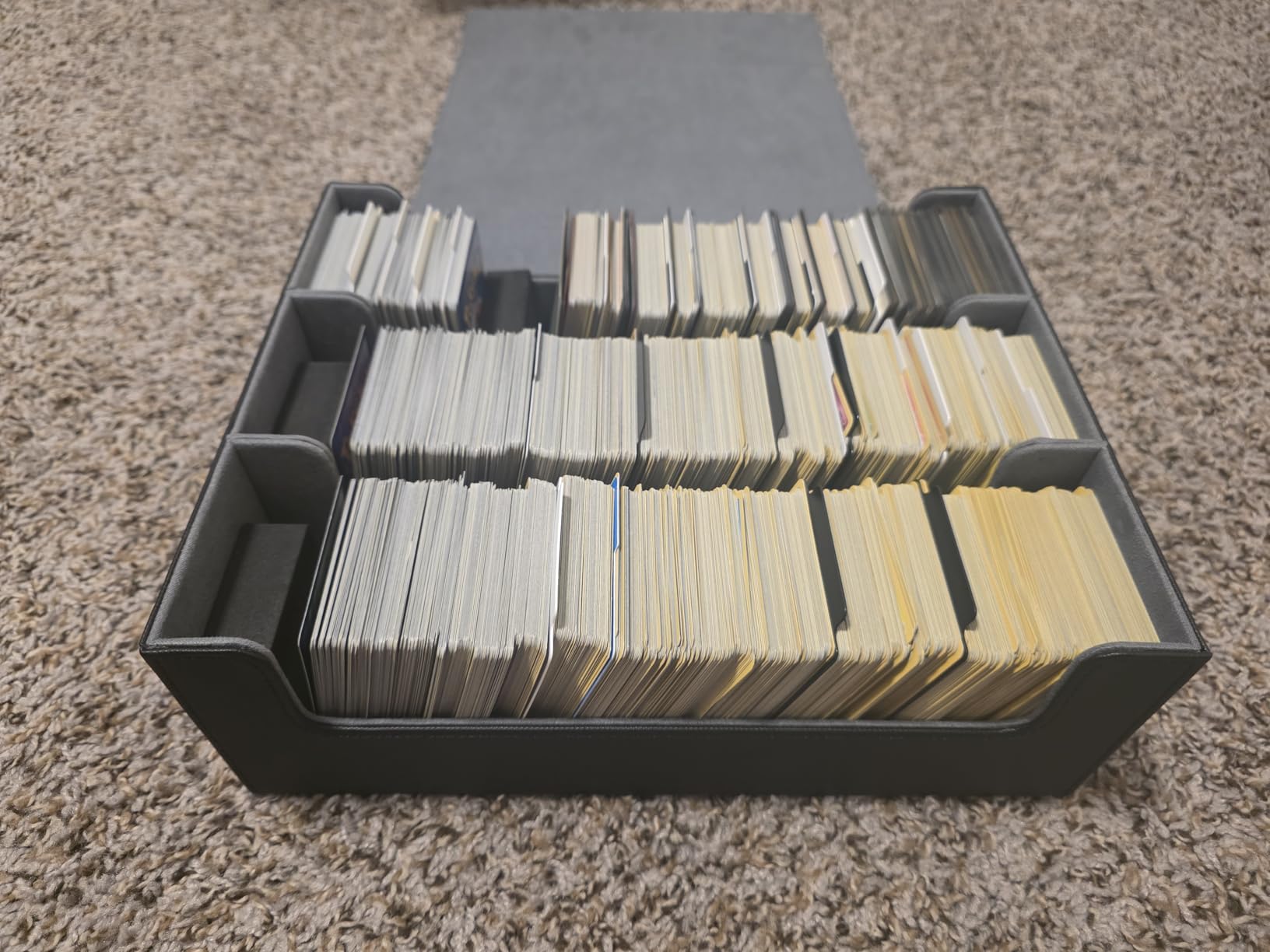 Mlikero Trading Card Storage Box, Bulk Card Storage for 1800+ Sleeved Cards, PU Leather Magnetic Closure Card Organizer with 10 Dividers & 3 Foam Stoppers customer photo 1