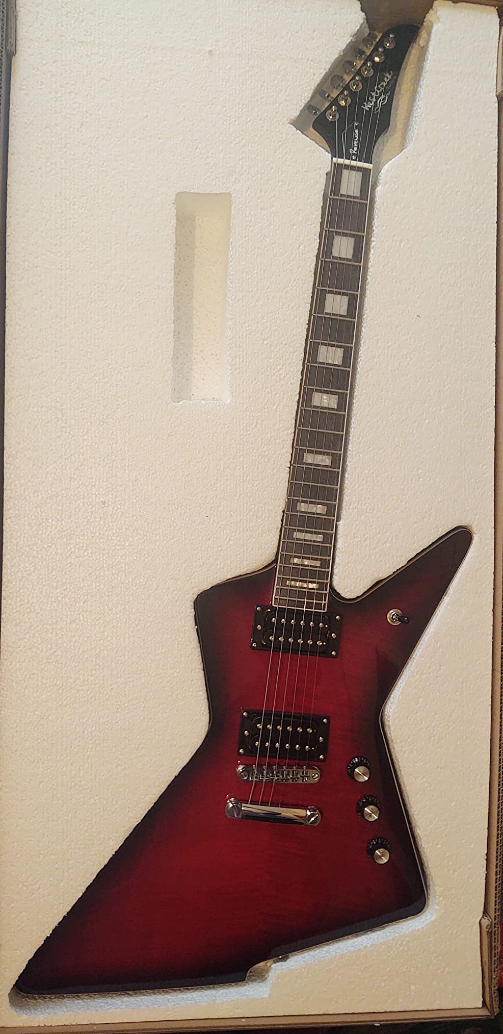 WestCreek Revenge Solid Body Electric Guitar, Heavy Metal Guitar, Right Handed, Alnico Humbucker Pickups, Rounded End Jumbo Frets, Bone nut, Rosewood Fretboard, Mahogany Body Purple customer photo 1