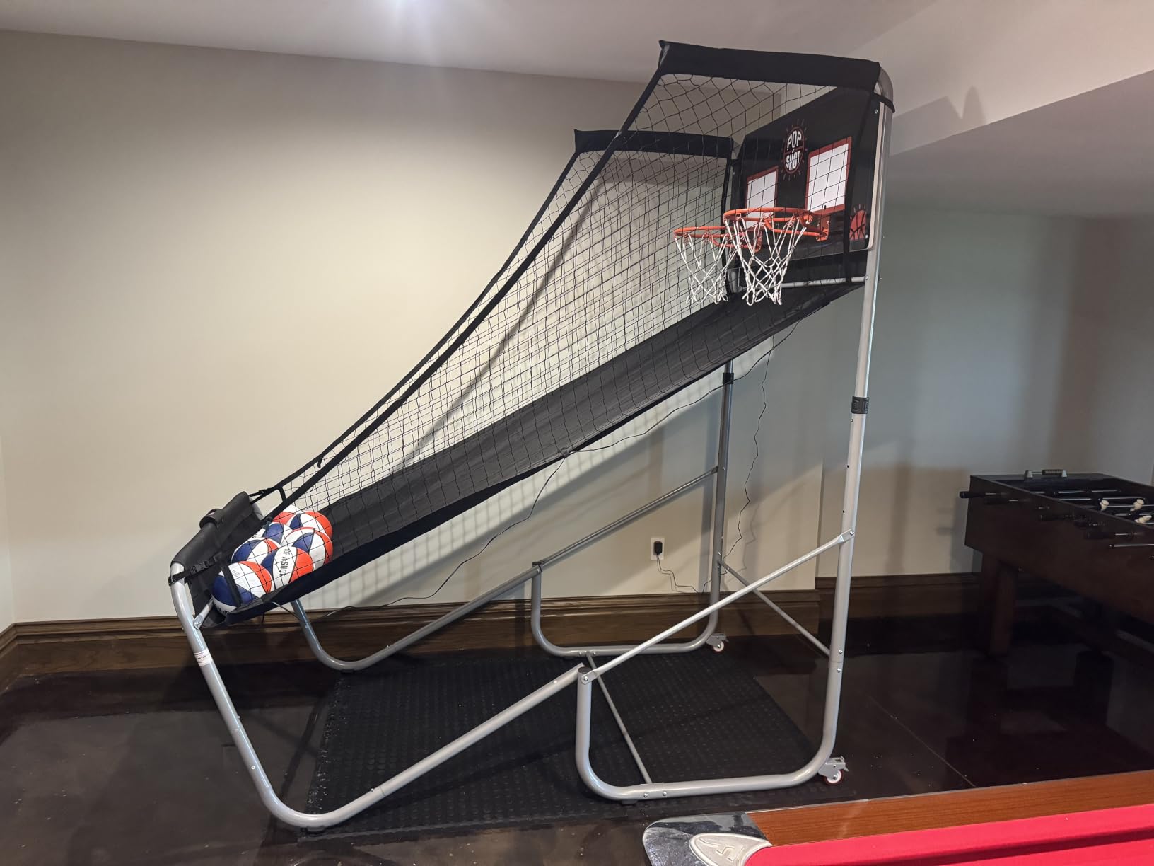 Pop-A-Shot Home Dual Shot | 2-Hoop Indoor Electronic Arcade Basketball | Indoor Arcade Electronic Basketball Machine with 16 Game Modes, 7 Balls, Adjustable Height, Dual Hoops, and Foldable Storage customer photo 2