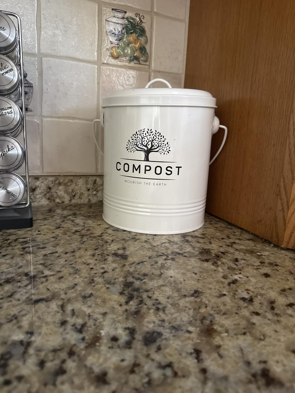 Perfnique 1.3 Gal Kitchen Compost Bin with Lid, Countertop Compost Caddy | Indoor compost bucket with inner bucket liner and carbon filter, compact food waste bin, farmhouse kitchen decor customer photo 2