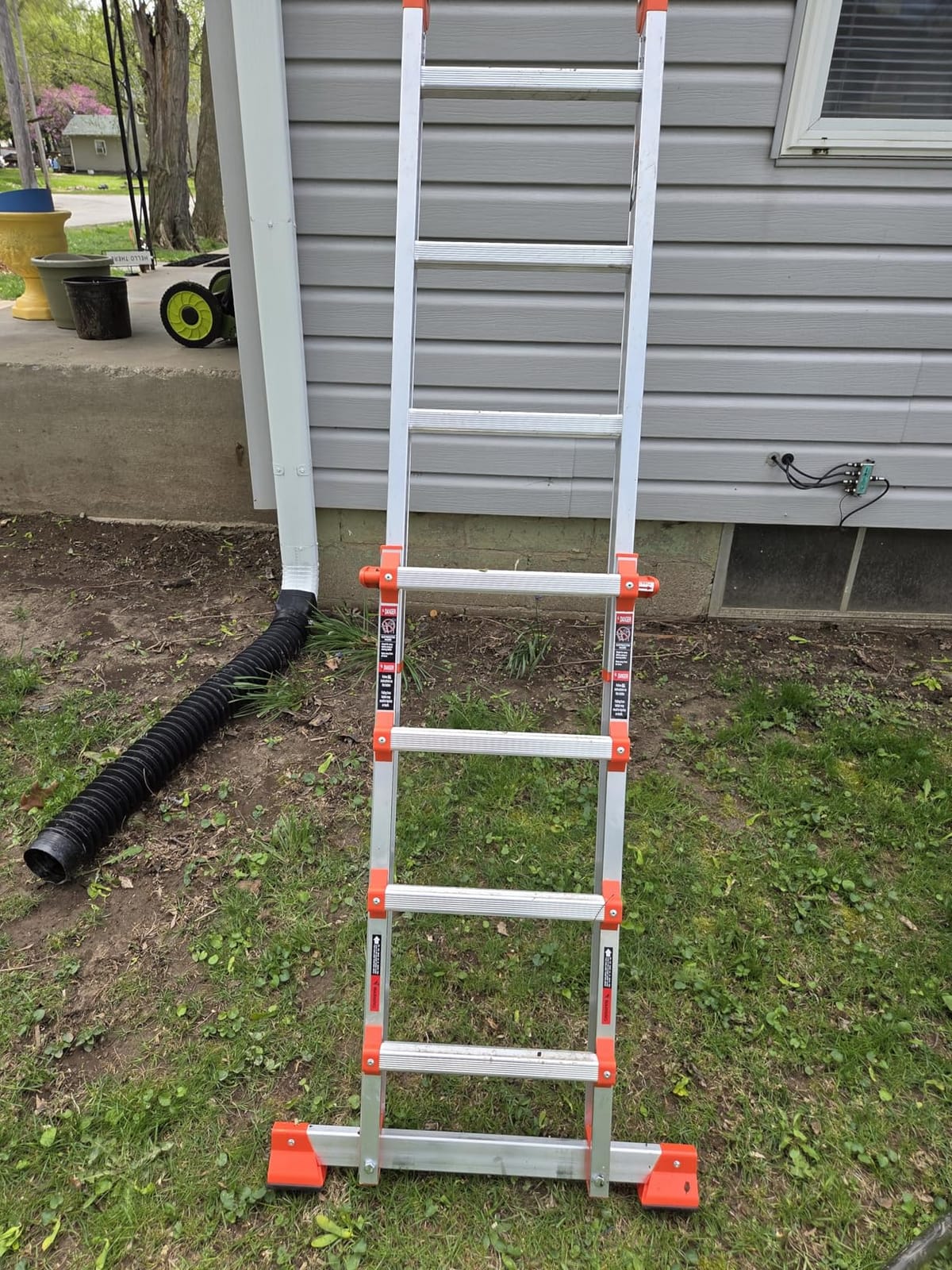 LANBITOU Ladder A Frame Extension 14Ft Multi Position for Home 330lbs | 2mm Thickness Aluminum,Telescoping,Anti-Slip Feet,ANSI Approved,Storage Folding,Security Load for Stairs Indoor Outdoor Roof customer photo 1