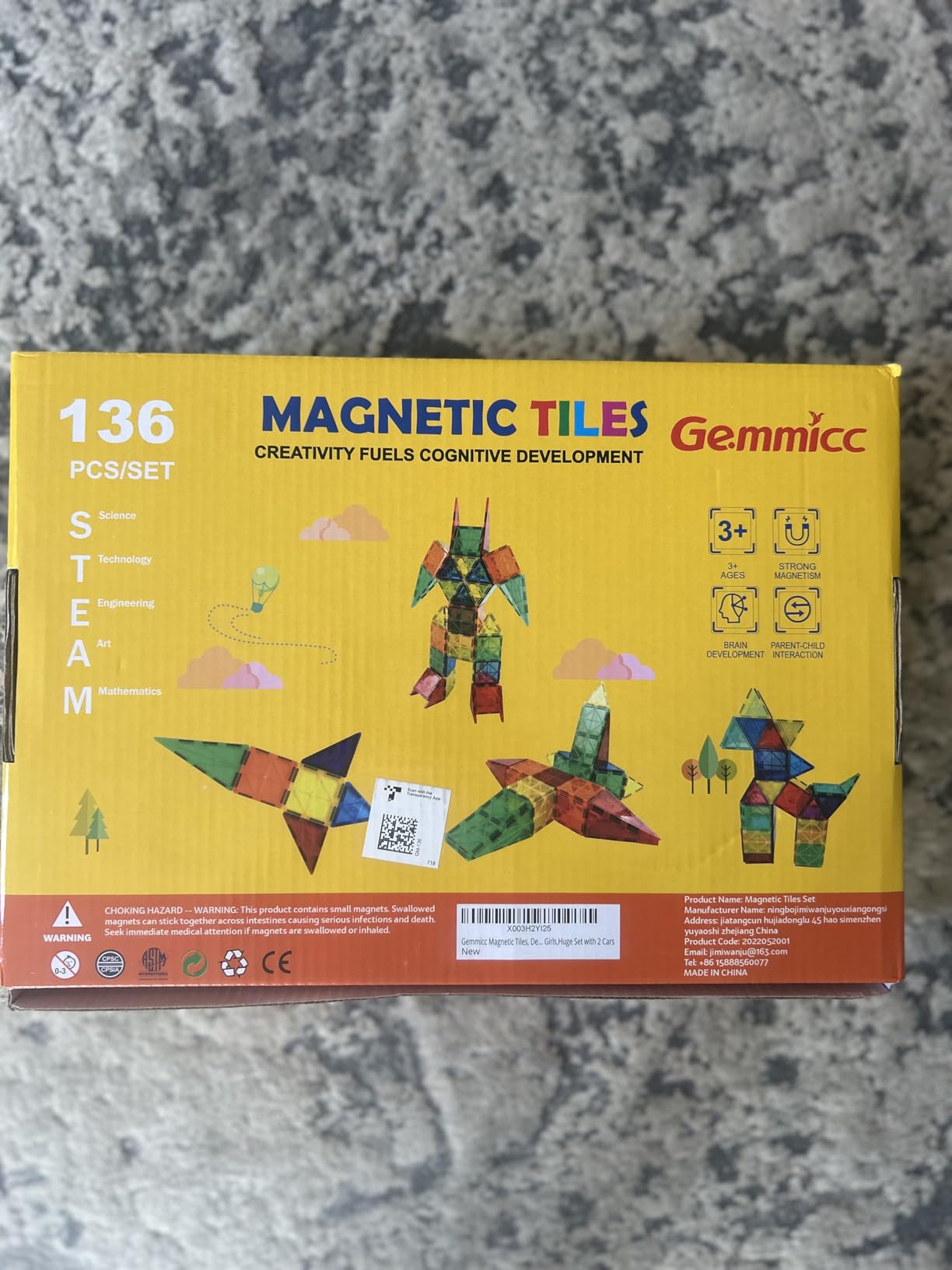 Gemmicc Magnetic Tiles, Deluxe 136 PCS Building Blocks Magnet Toys for Kids customer photo 1