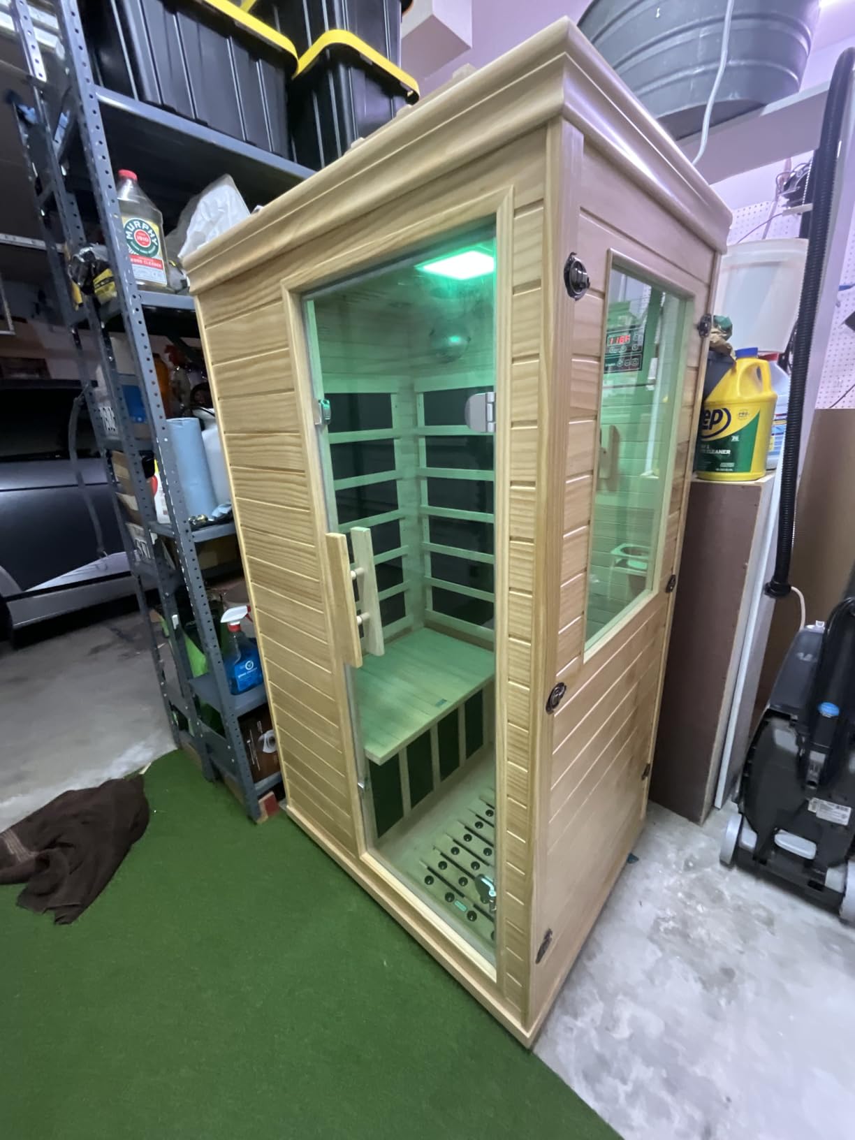 Homsido Infrared Home Sauna Room 1 Person Hemlock Wooden Indoor Dry Sauna, Low EMF 1200W/110V Heaters Panels, LCD Control Panel, 10 Minutes Pre-Warm up, Time and Temp Pre-Set, 1-Year Aftersale customer photo 1