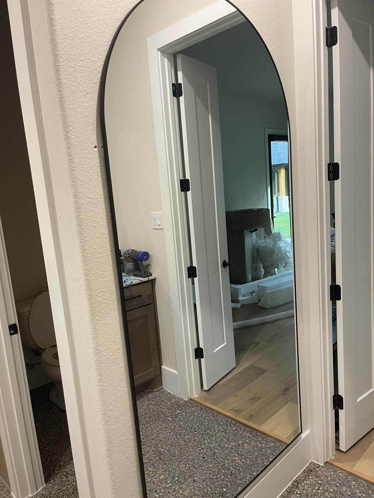 ITSRG Floor Mirror, Full Length Mirror with Stand, Arched Wall Mirror, Gold Floor Mirror Freestanding, Wall Mounted Mirror for Bedroom Living Room, Gold customer photo 2