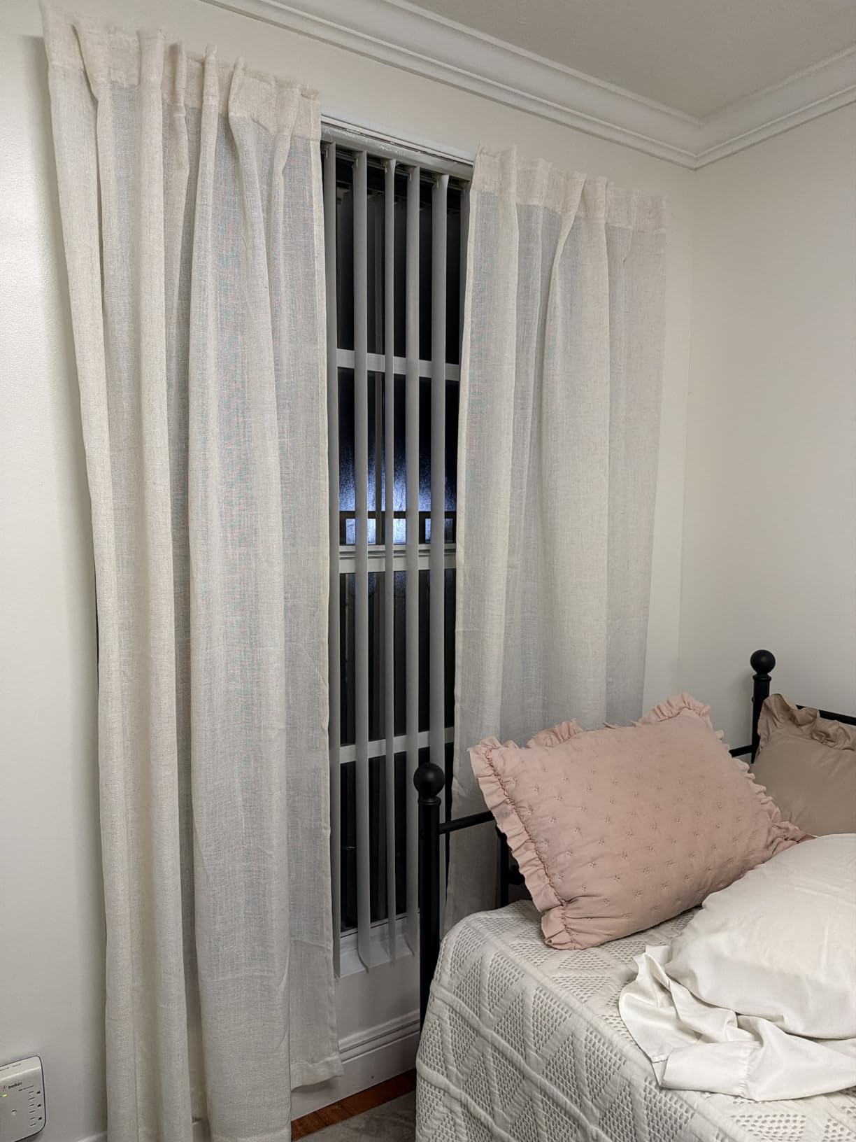 MIULEE Natural White Linen Curtains 52x84 Inch Long for Bedroom Living Room | Soft Thick Linen Textured Window Drapes, Semi Sheer Light Filtering, Rod Pocket Back Tab, Neutral Farmhouse Cream Ivory 2 Panels customer photo 2