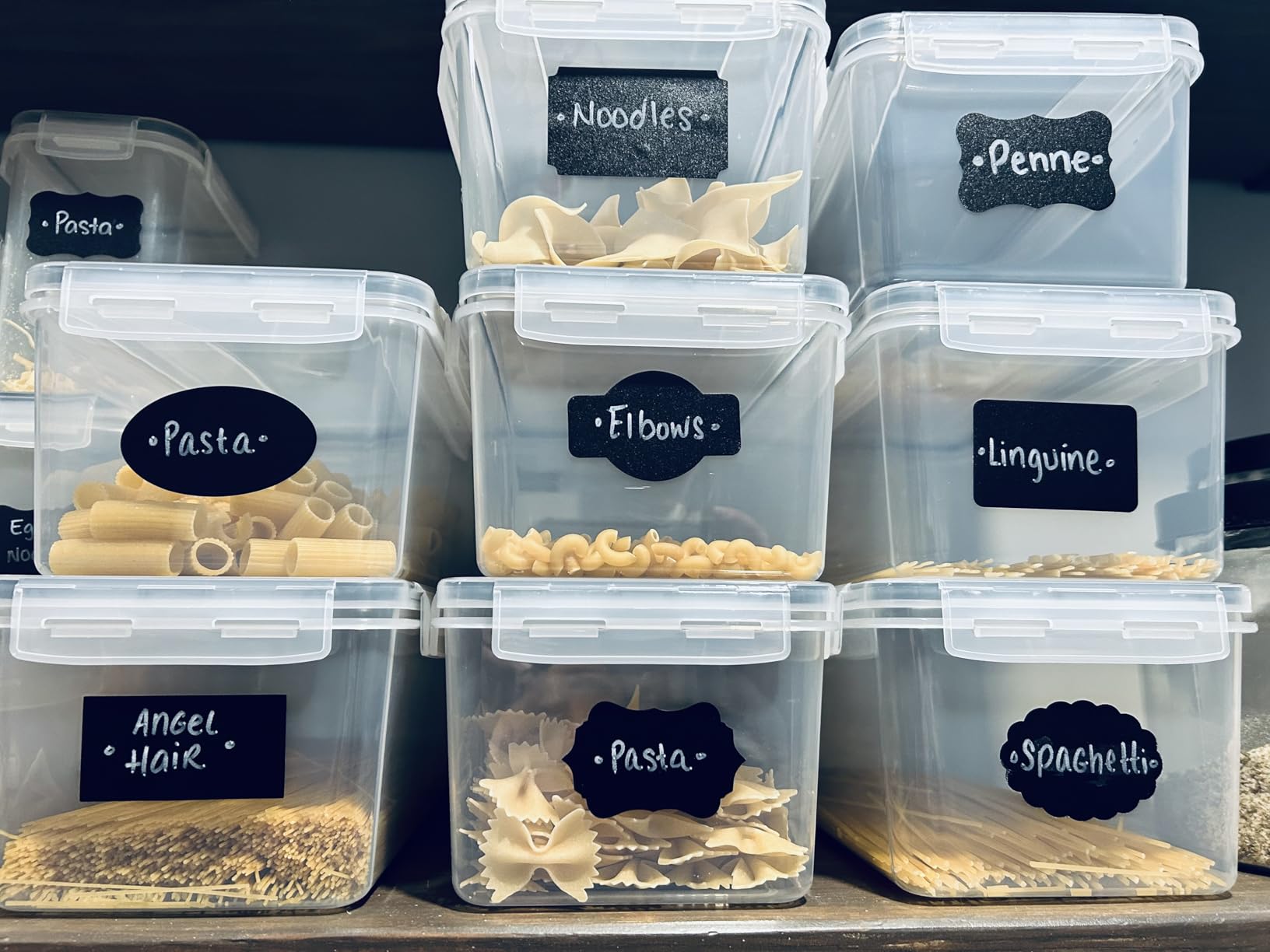 Vtopmart Pasta Storage Containers, 8 Pack, 3.2L Airtight Canisters | Horizontal Storage Design, Easy Access, Airtight BPA-Free Containers, Reusable Labels & Measuring Cups Included customer photo 1