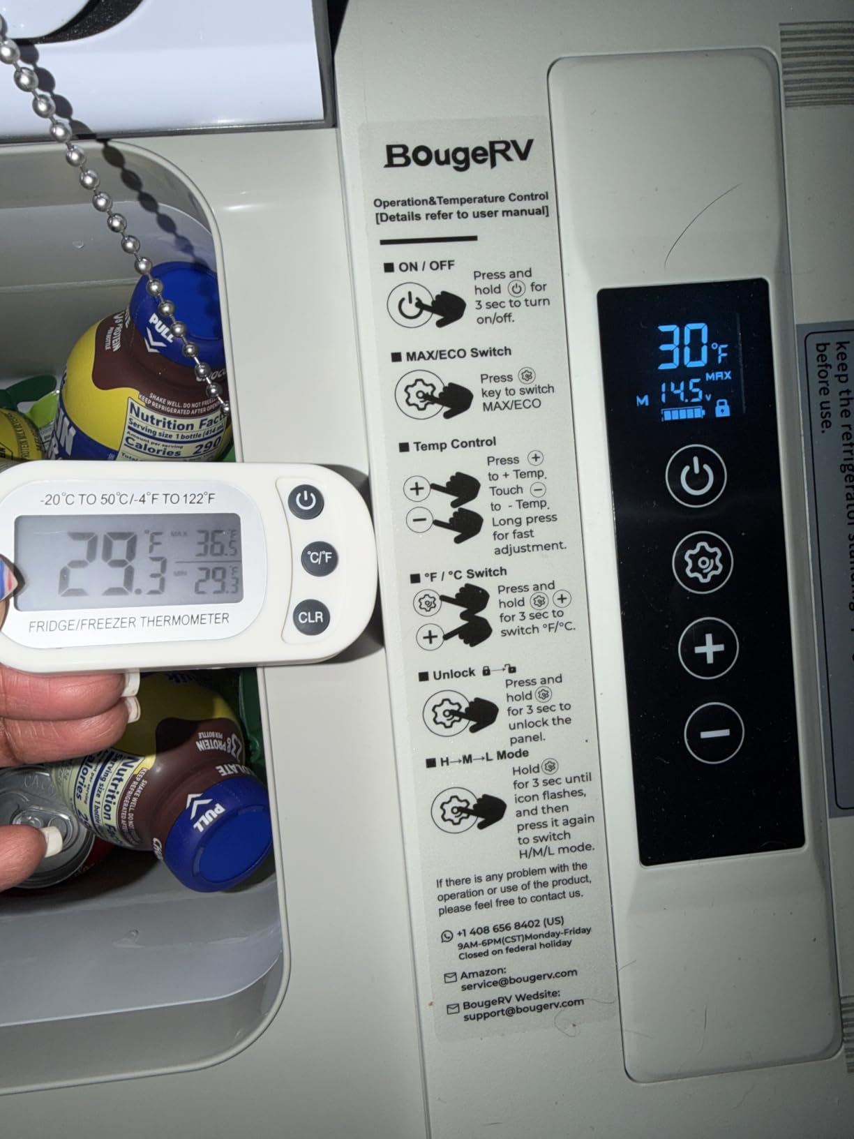 BougeRV 12v refrigerator 23 Quart, -8℉~50℉ Portable Freezer for Car, Black | No Ice Needed, Use as Fridge or Freezer, Fast 15-Min Cool to 32°F, 12/24V DC, 110V AC, Electric Cooler for Camping, Road Trip customer photo 1