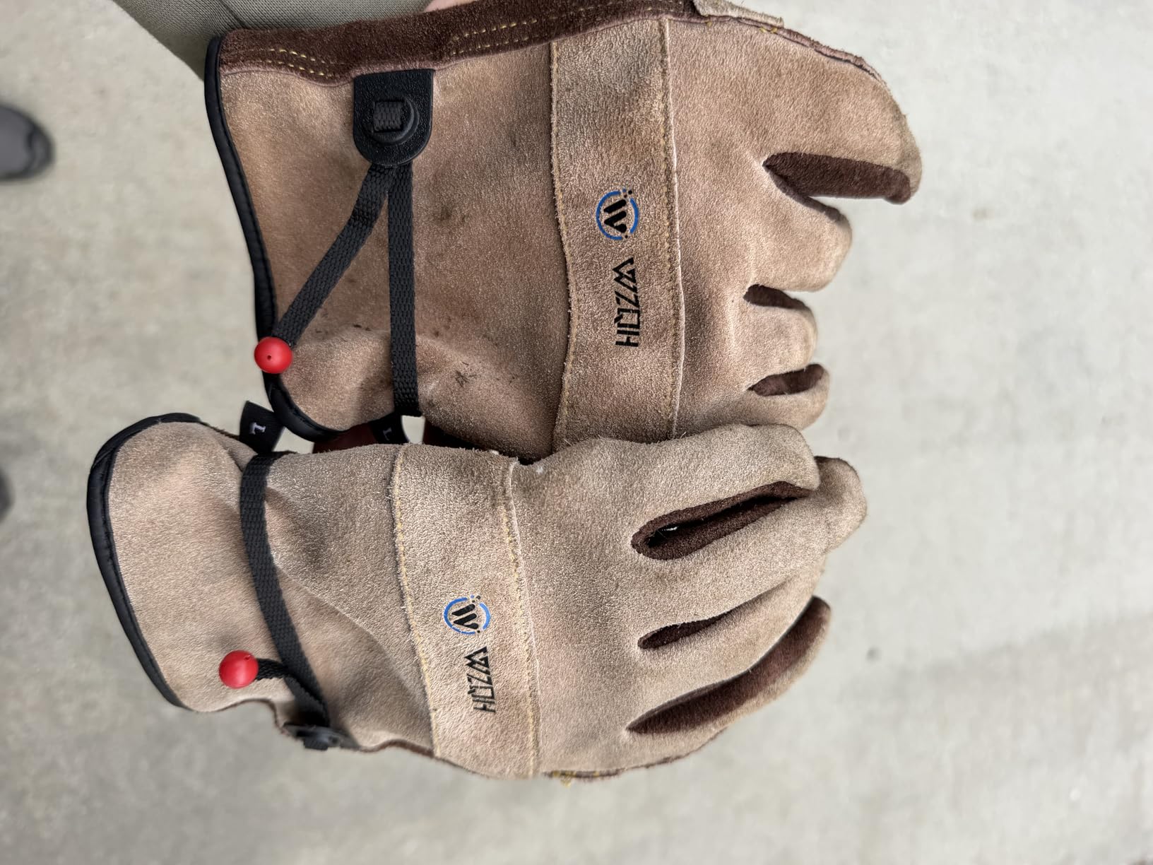 WZQH Leather Work Gloves for Men or Women. Gardening, Welding, Coffee-grey L | Glove for Tig, Mig, Construction, Chainsaw, Farm, Ranch, Cowhide, Soft Lining, Utility, Firm Grip, Durable. Large customer photo 1