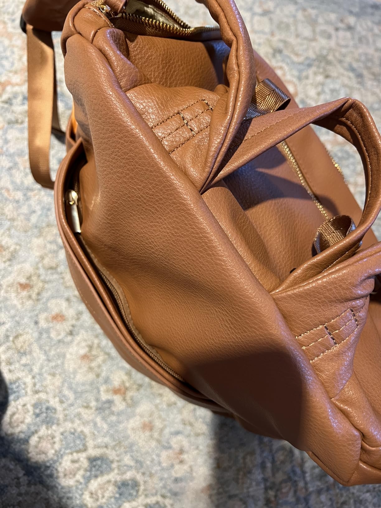 Omanmoli Diaper Bag Backpack Large Baby Diaper Bag Leather with 17 Diaper Bag Organizing Pouches, Changing Pad, Stroller Straps, 4 Insulated Pockets, Brown customer photo 2