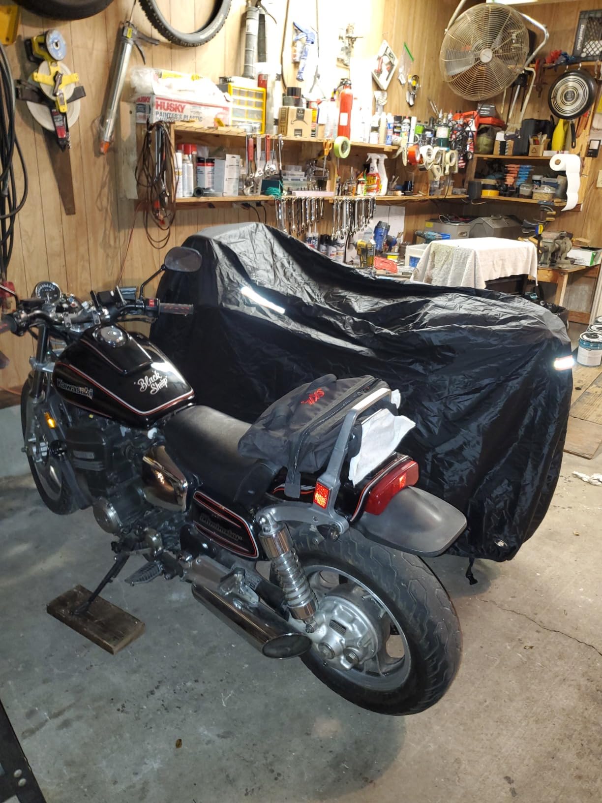 Universal Motorcycle Cover Waterproof Outdoor Storage All Weather Rain Snow Sun Winter All Season Durable with Lockholes & Night Reflective Black Oxford 108