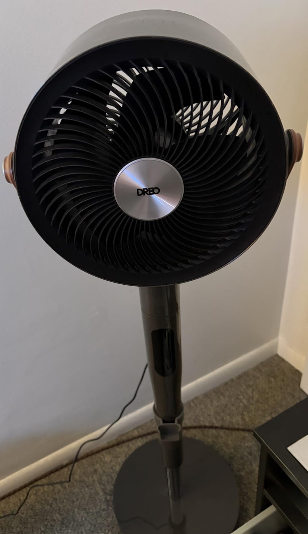 DREO Smart Fan for Bedroom, 120°+105° Omni-directional Oscillating, Quiet 20dB Fan, 100ft Air Circulator Pedestal Fan with DC Motor, 8 Speeds, 6 Modes, 37-43'' Height, Wi-Fi/Voice/Alexa, no light customer photo 1