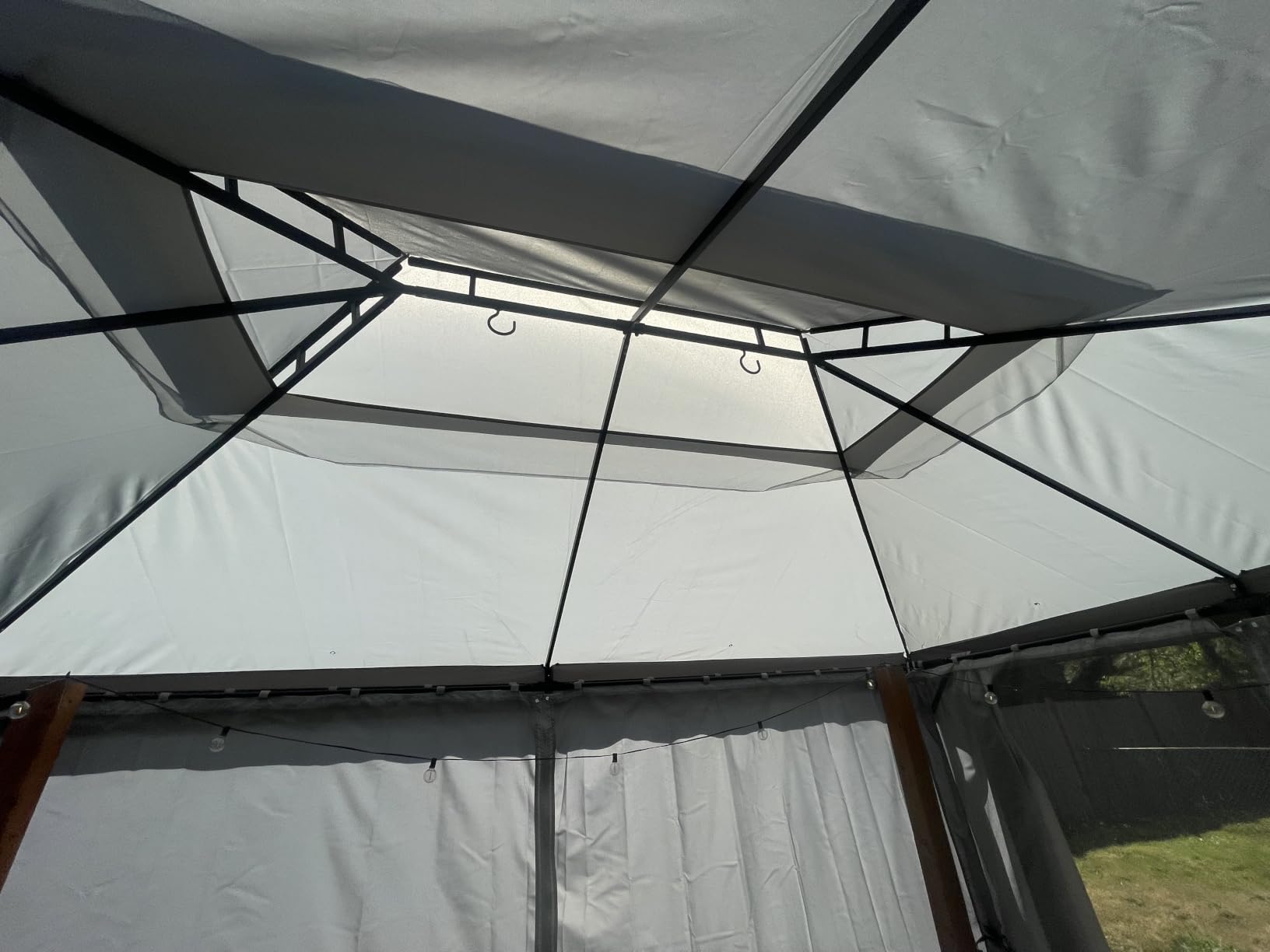 LAUSAINT HOME 10'x13' Outdoor Gazebo, Metal Frame Heavy Duty Patio Canopy Tent Shelter with Double Roofs, Mosquito Nettings and Privacy Screens for Backyard, Garden, Lawn, Gray customer photo 1