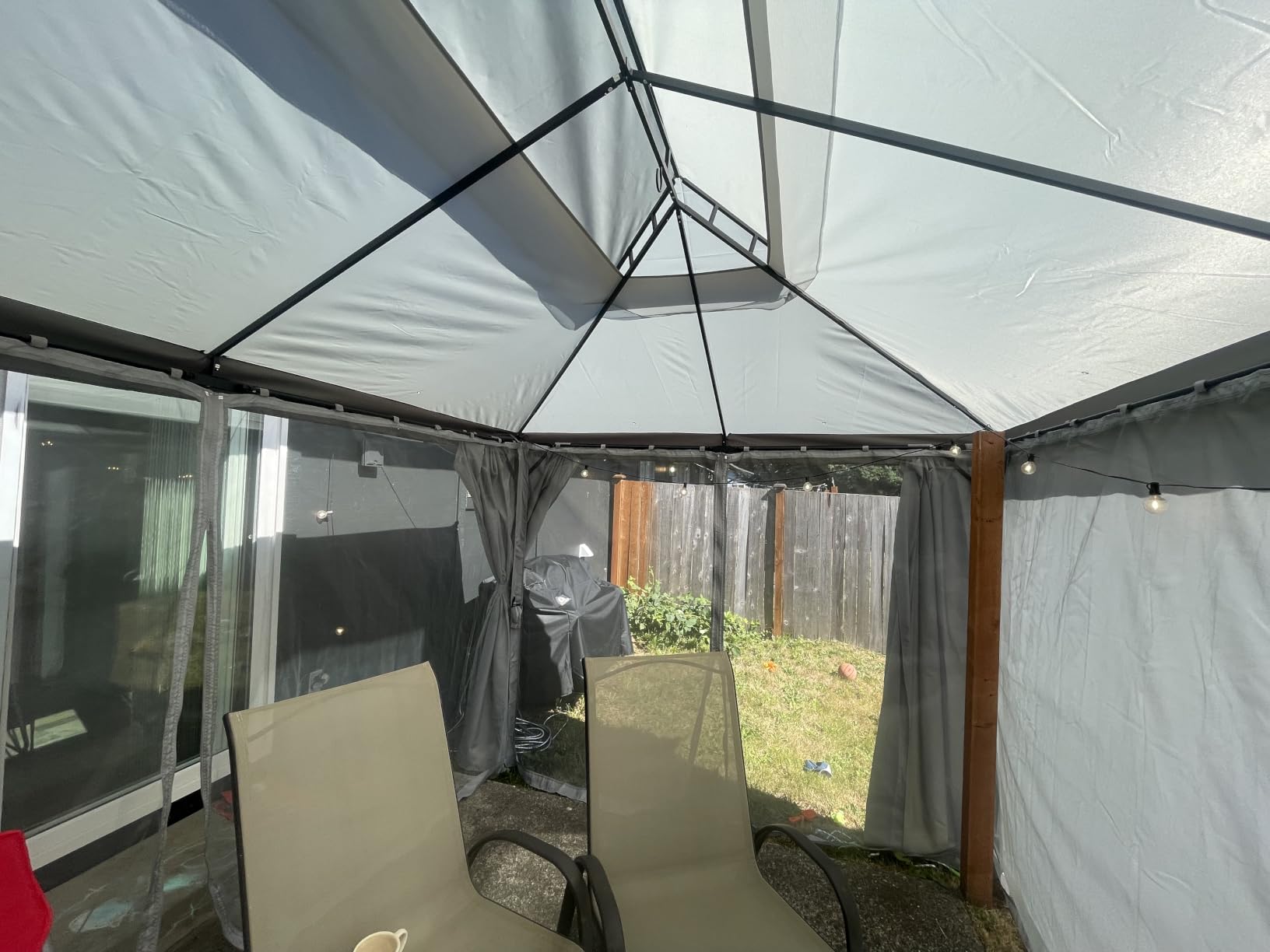 LAUSAINT HOME 10'x13' Outdoor Gazebo, Metal Frame Heavy Duty Patio Canopy Tent Shelter with Double Roofs, Mosquito Nettings and Privacy Screens for Backyard, Garden, Lawn, Gray customer photo 2