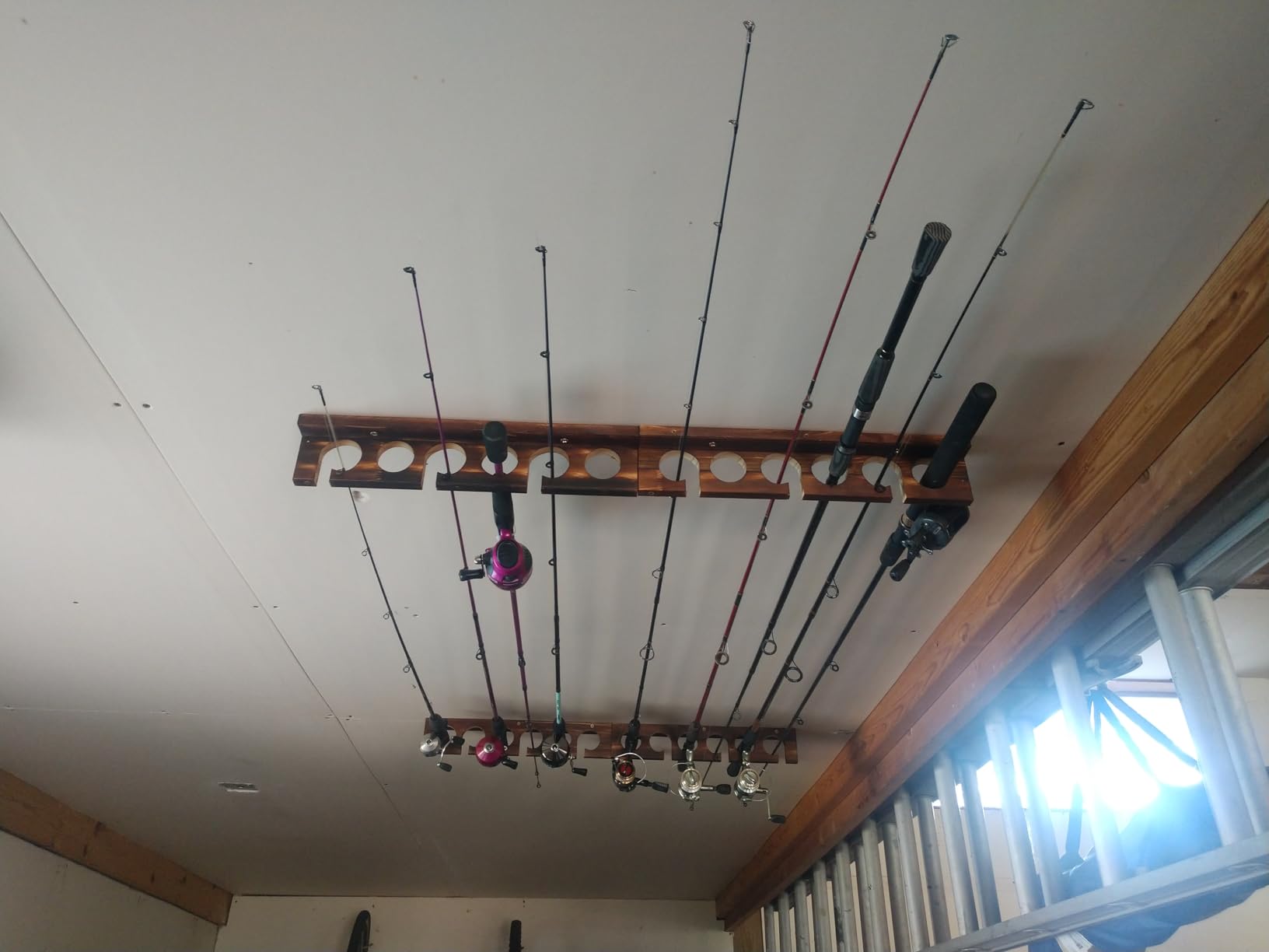 Ghosthorn Fishing Rod Holder, Wall or Ceiling Mounted Pole Rack Garage, Fishing Rod Rack Holds Up to 6 Rods customer photo 2