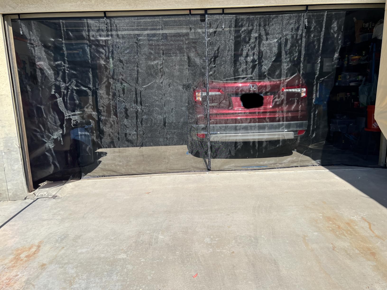 Elytsemoh Garage Screen Doors for 2-Car Garage -16x7FT, Fiberglass, Black | 2300g/5.1 Lb Heavy Duty Magnetic Door Screen, Hands-Free with 6 Roll Up Straps for Patio, Outdoor, Gym, Sun House Porch customer photo 2