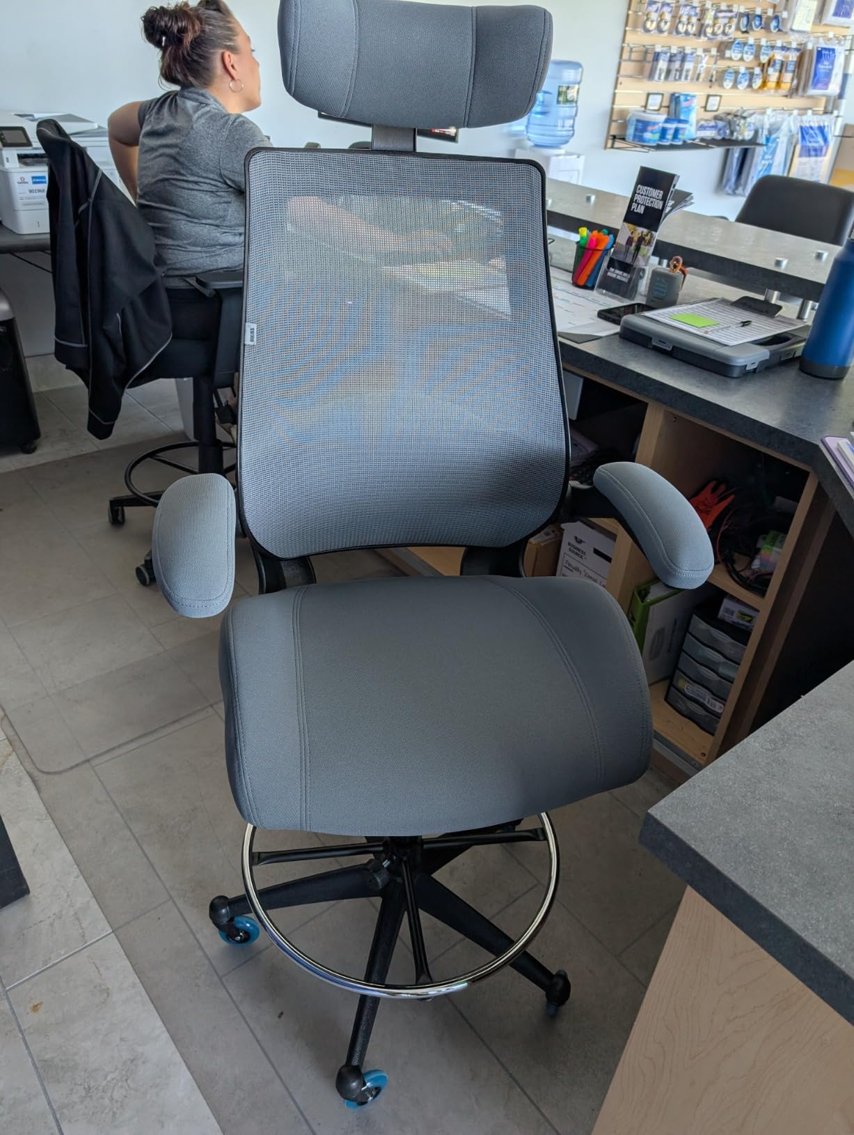 BOLISS Drafting Tall Office Chair 400lbs High Back Standing Desk Chair | Comfortable Wide Chair with Flip up Armrests, Adjustable Headrest, Molded Foam Seat, Lumbar Cushion customer photo 1
