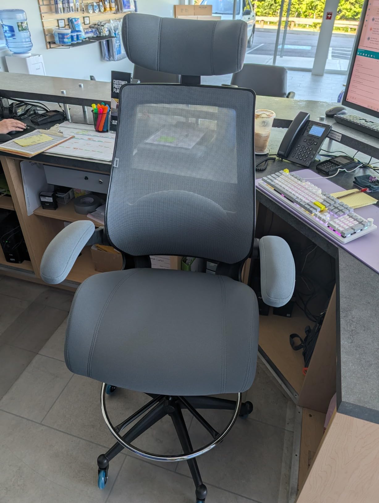 BOLISS Drafting Tall Office Chair 400lbs High Back Standing Desk Chair | Comfortable Wide Chair with Flip up Armrests, Adjustable Headrest, Molded Foam Seat, Lumbar Cushion customer photo 2