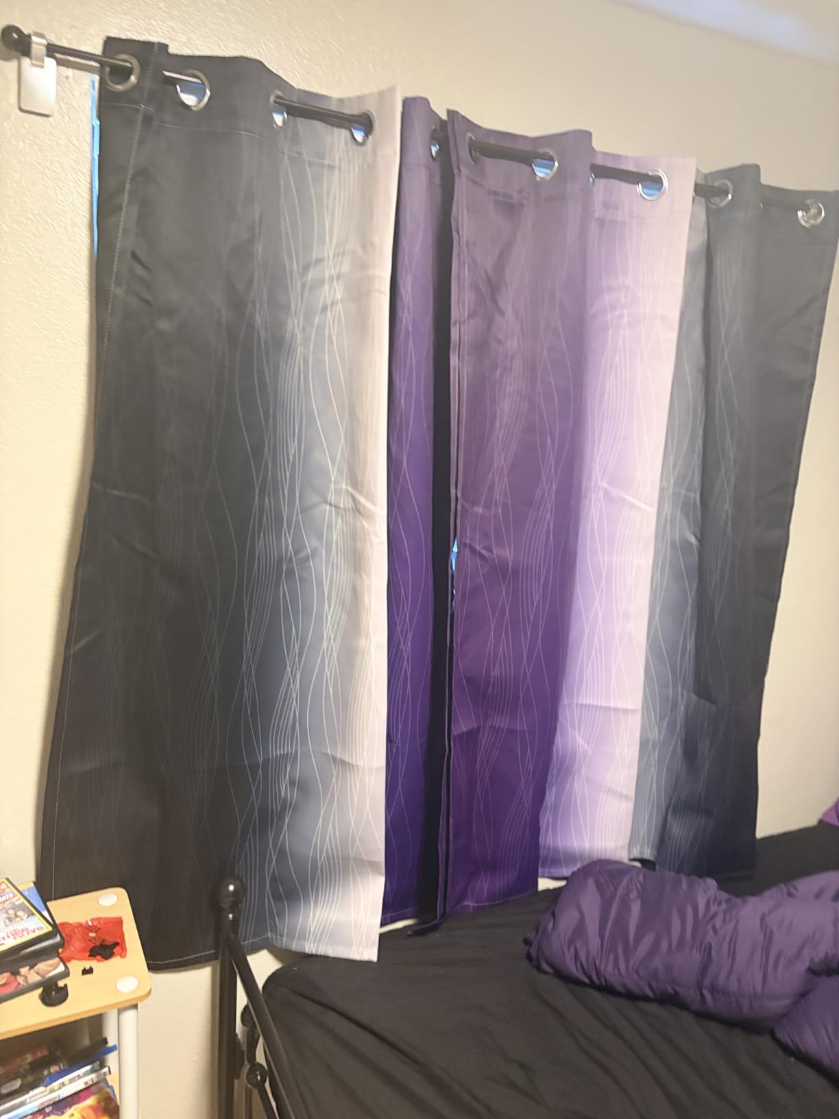 Navy Blue and Greyish White Blackout Curtains for Living Room 84 Inch Long | Estelar Textiler Ombre Room Darkening Bedroom Curtains, Light Blocking, Thermal Insulated Grommet Window Drapes, 52x84, 2 Panels customer photo 1
