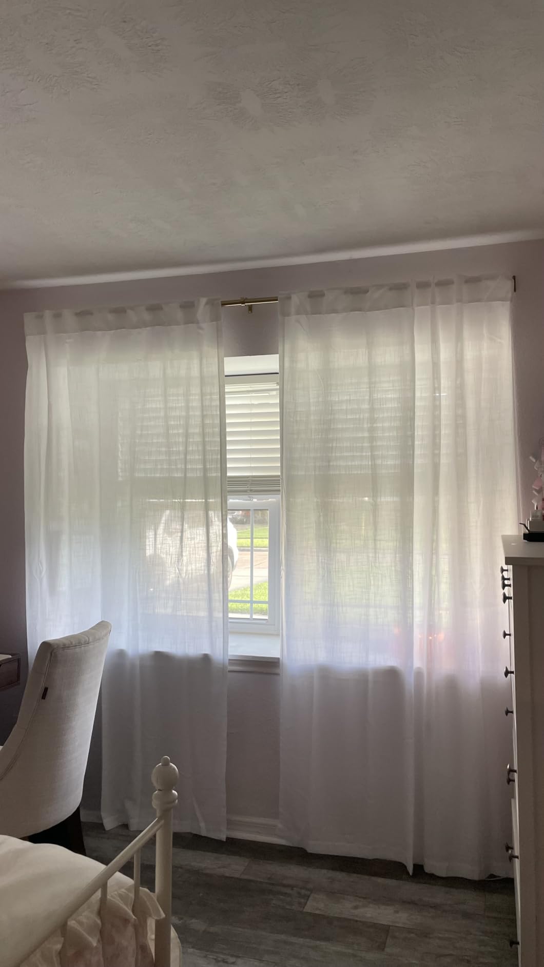 Back Tab Linen Curtains 96 inches Long 2 Panels Set for Living Room Sliding Glass Door Ivory Cream Semi Sheer Curtains Light Filtering Canvas Cloth Linen Drapes 96 inch Floor to Ceiling Length customer photo 1