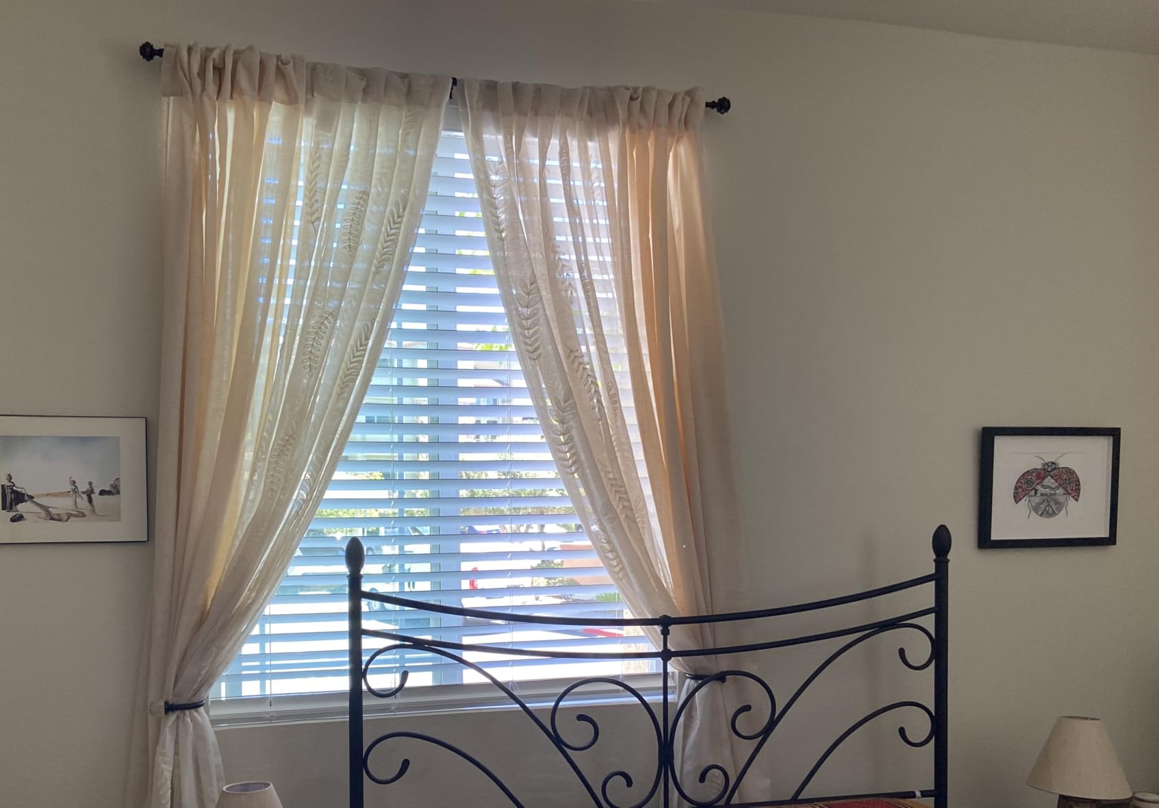 Back Tab Linen Curtains 96 inches Long 2 Panels Set for Living Room Sliding Glass Door Ivory Cream Semi Sheer Curtains Light Filtering Canvas Cloth Linen Drapes 96 inch Floor to Ceiling Length customer photo 2