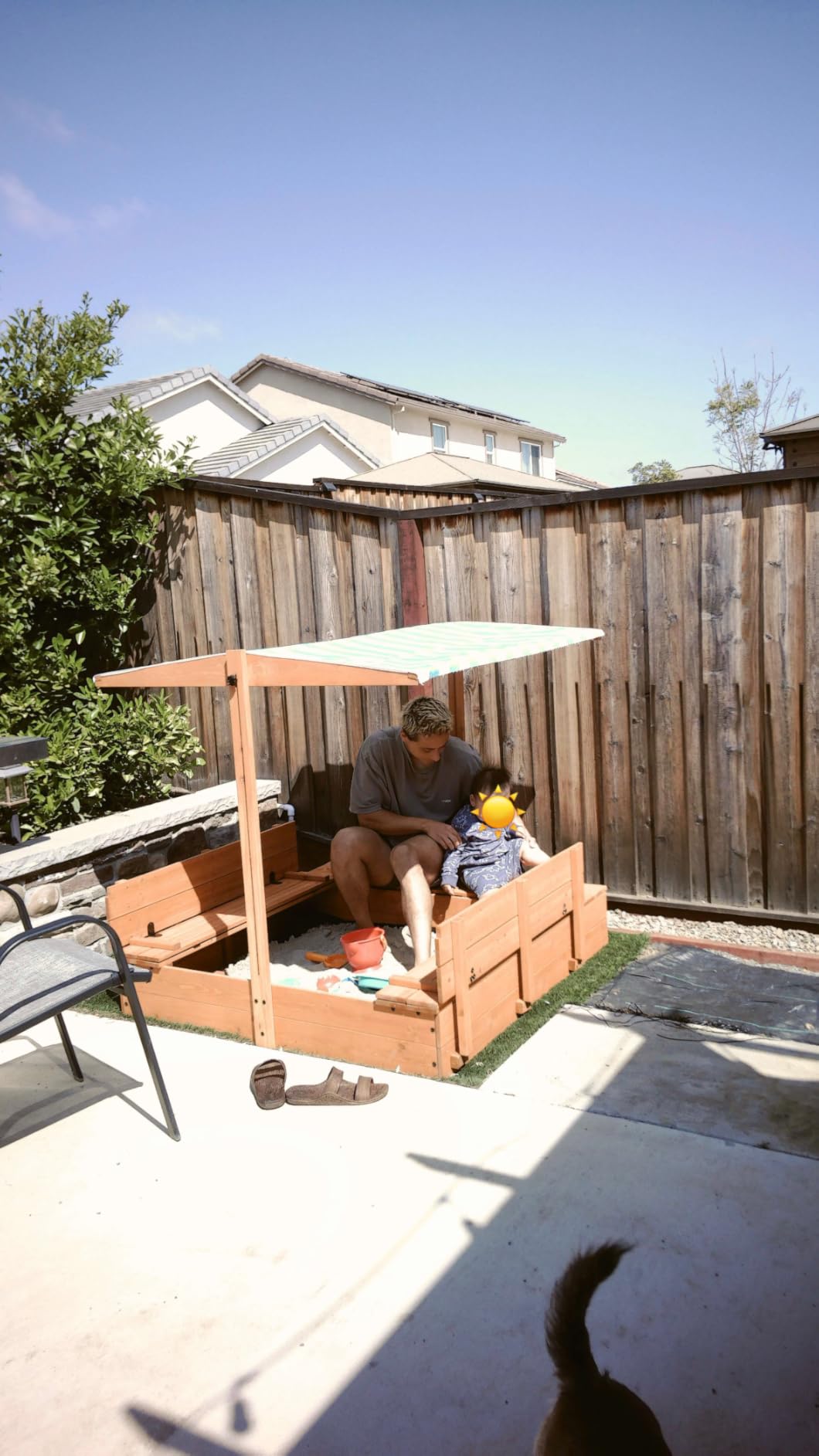 Kids' Outdoor Wooden Sandbox with Lid, Sand Box with Toy Storage Box, Kids Play Equipment Sand Protection Bottom Liner Included 47X47in. customer photo 2