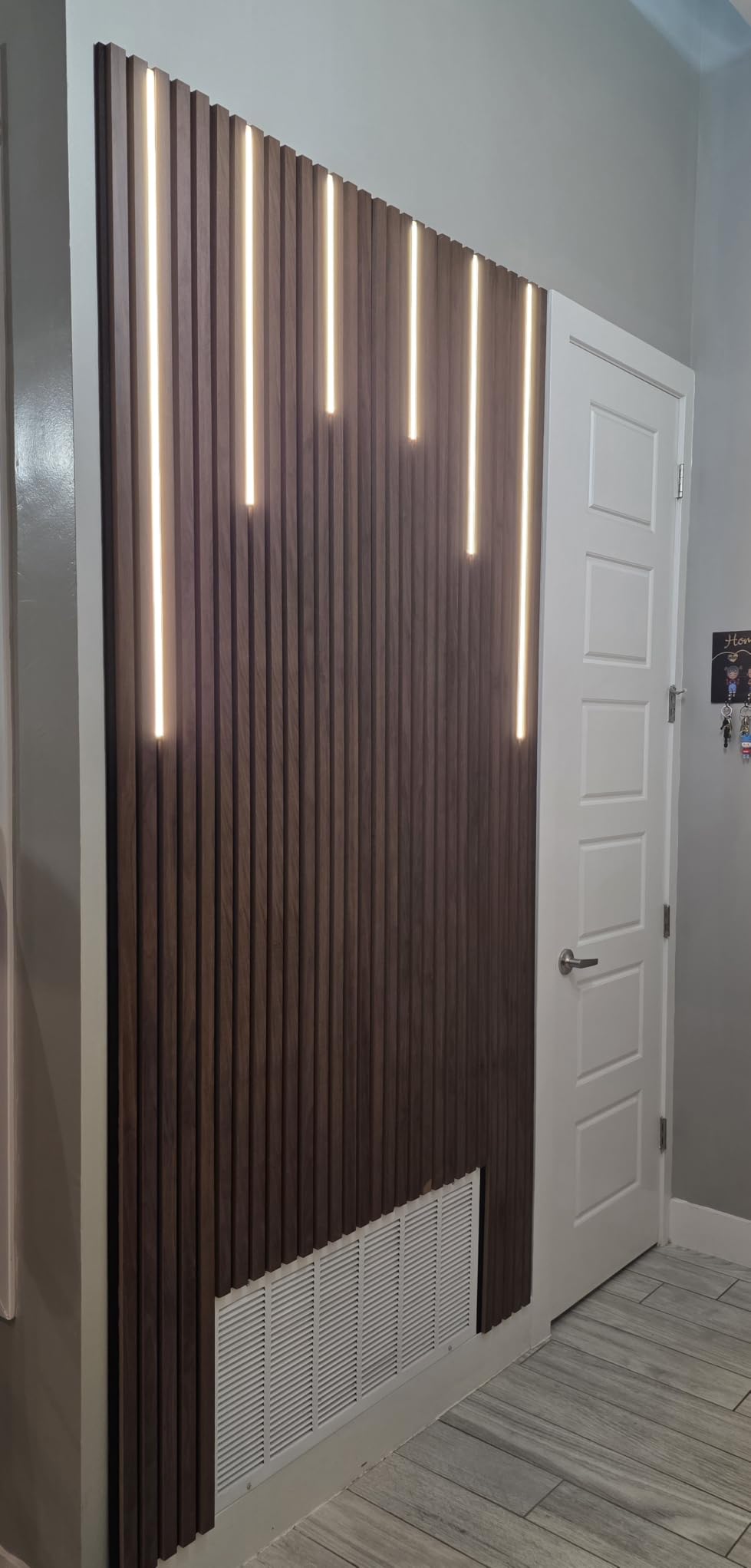 Art3d 4-Piece Wood Slat Acoustic Panels for Stylish Decor and Noise Reduction, 3D Textured Panel for Ceiling and Wall, Walnut | Wood Grain Finish, Effortless Setup, Sustainable, Long-Lasting, Noise Reduction, Easy Care, for Living Room, Bedroom, Office customer photo 2