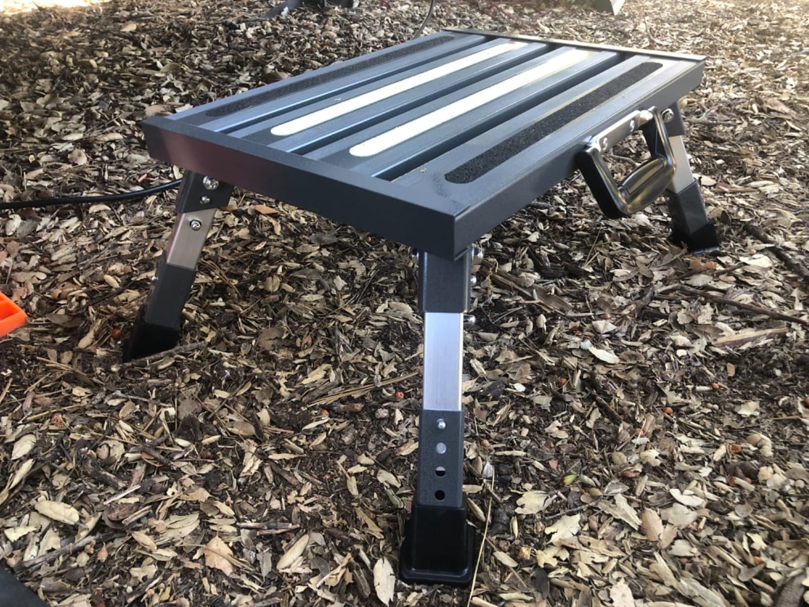 Aluminum RV Step Stool, 4-Level Adjustable Folding, Black | Wide Platform Offers Stable Footing for RV Entry customer photo 1