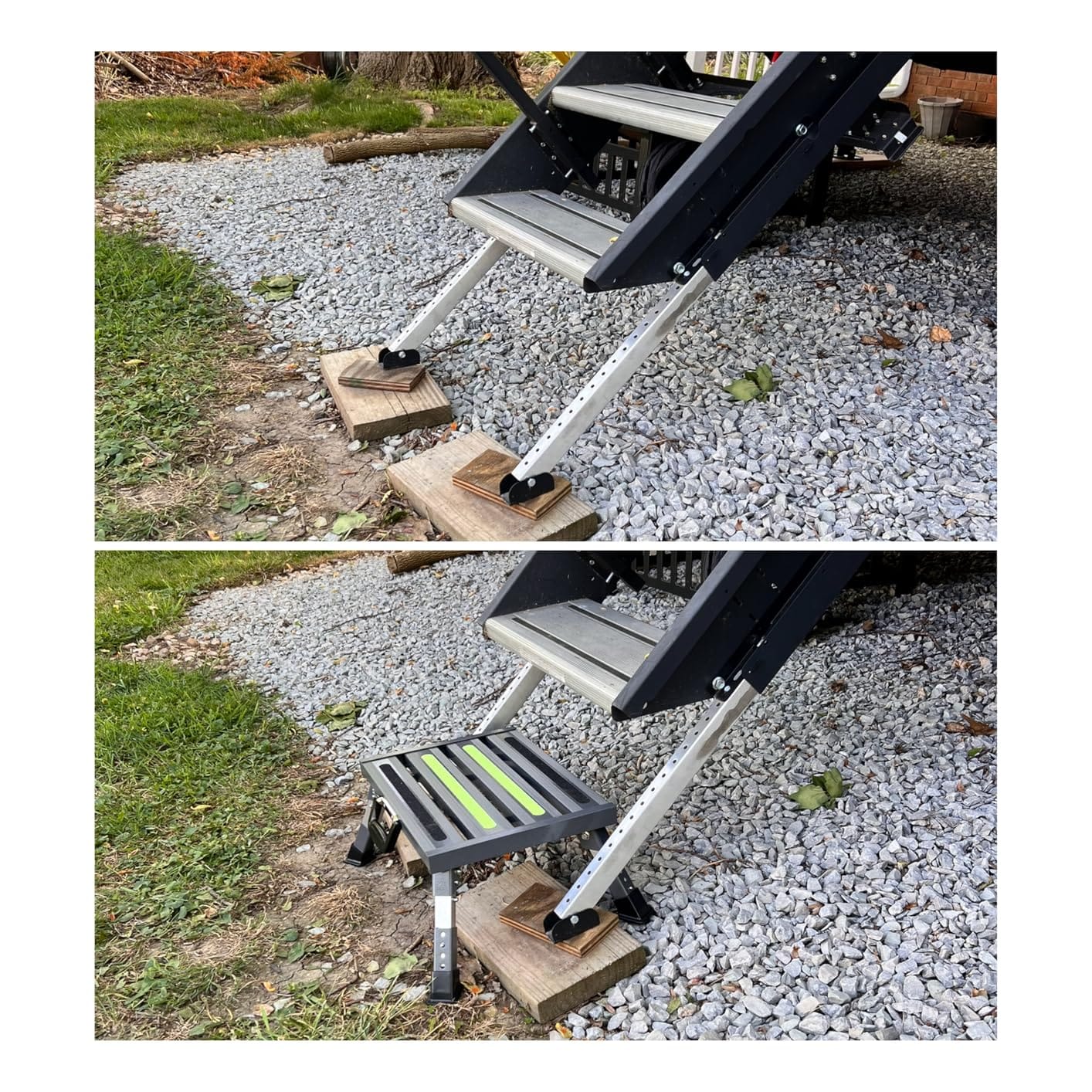 Aluminum RV Step Stool, 4-Level Adjustable Folding, Black | Wide Platform Offers Stable Footing for RV Entry customer photo 2