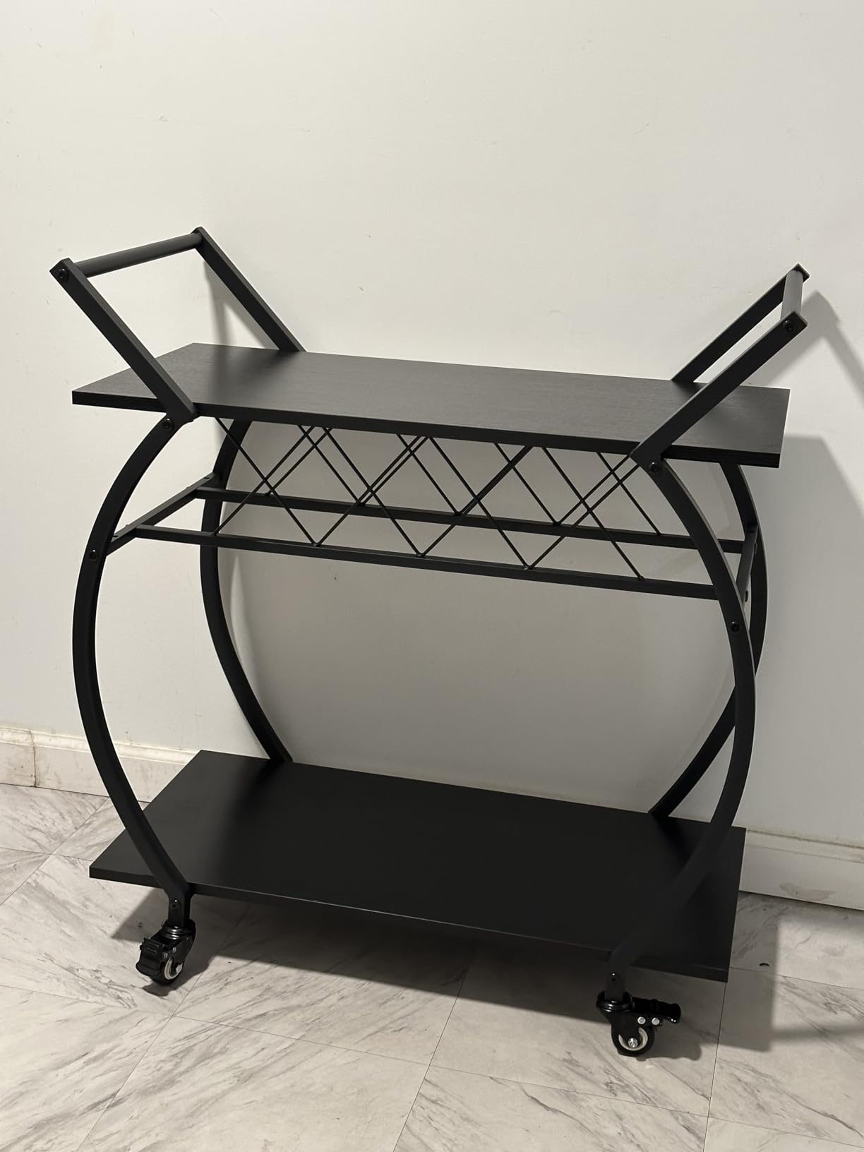 LVB Black Bar Cart with Wheels, Industrial Wine Cart with Storage for Home customer photo 2
