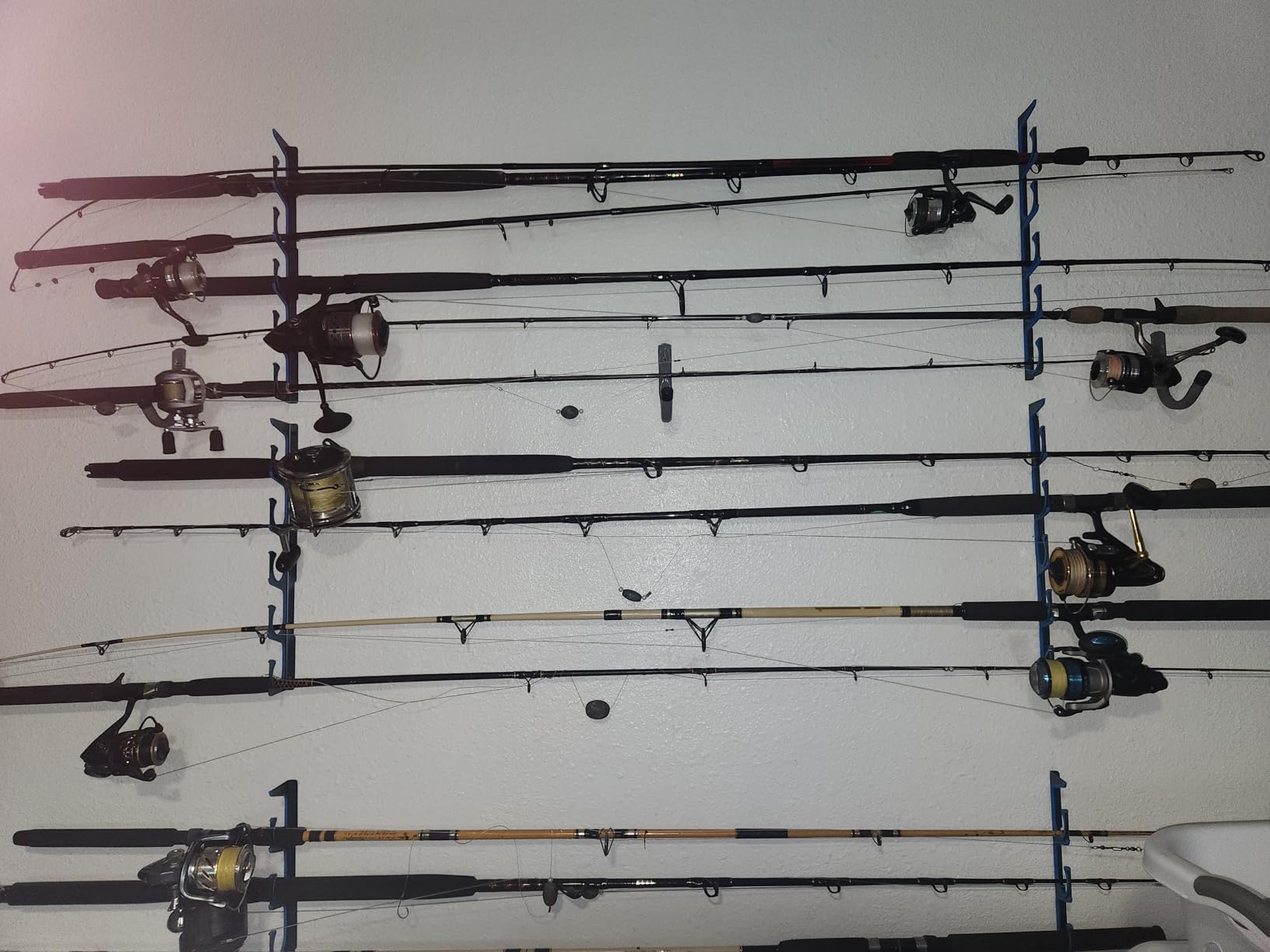 PLUSINNO H5 Horizontal Fishing Rod/Pole Holders for Garage, Wall Ceiling Mounted Fishing Rod Holder, Aviation Aluminum, Holds up to 5/10/20 Rod or Combos customer photo 1