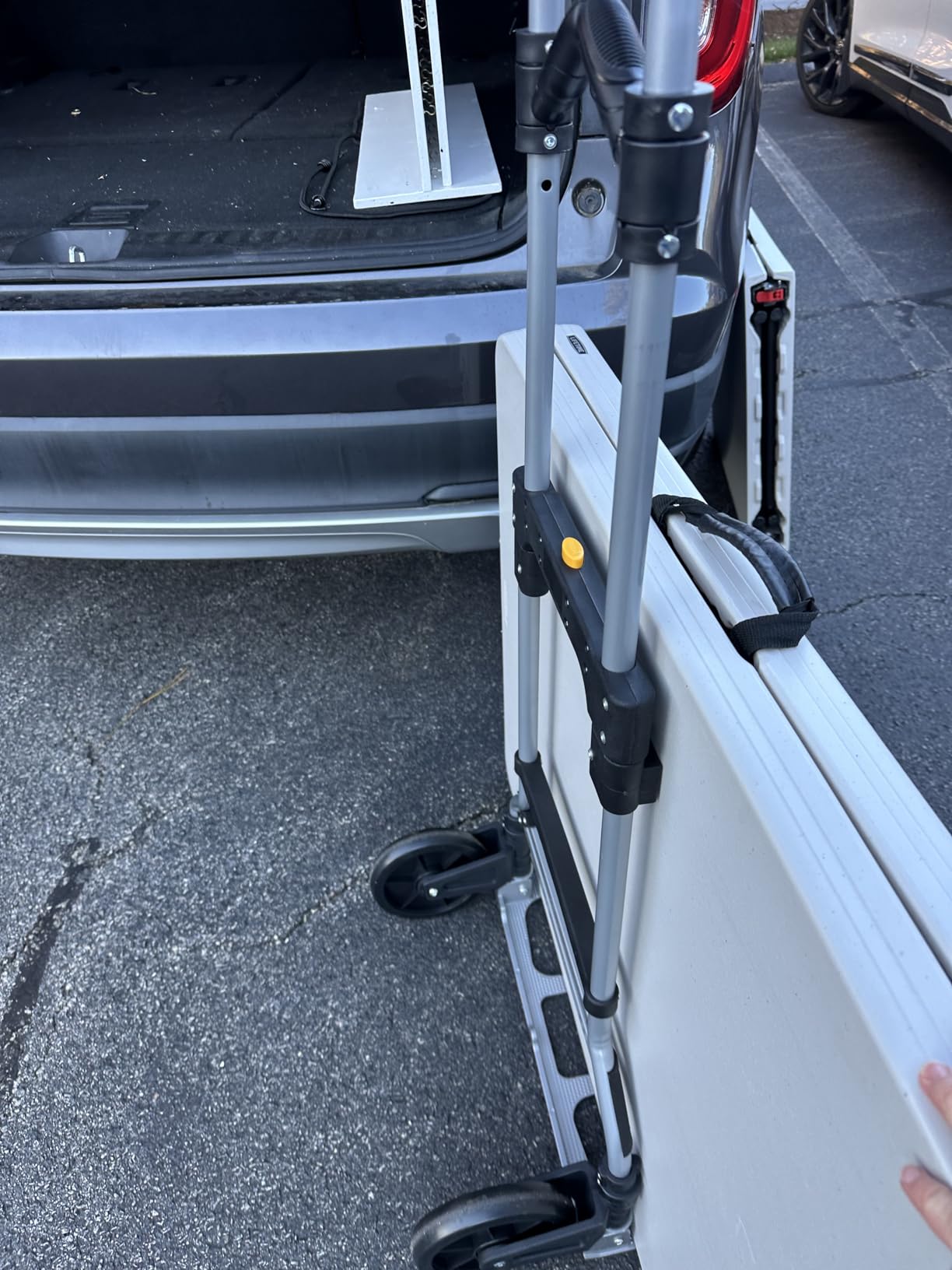 330 LB Capacity Folding Hand Truck Dolly Cart, Portable Aluminum Dolly Cart with Telescoping Handle and Rubber Wheels for Moving,Shopping,Travel,Office Use customer photo 2