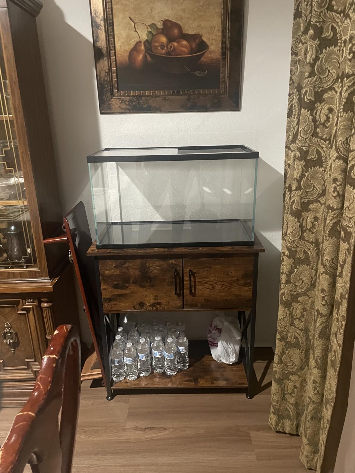 Herture 20-29 Gallon Aquarium Stand Metal Frame Fish Tank Stand with Cabinet Storage, for 20 Gallon Long Aquarium, 30.7