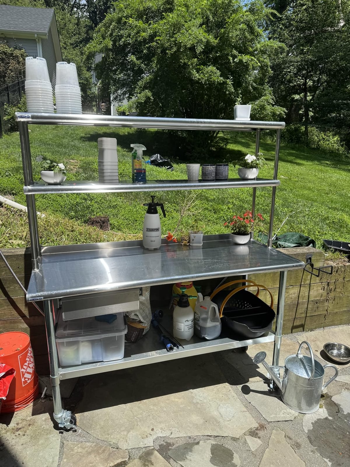 HARDURA Stainless Steel Table with Wheels 24X48 Inches, 2