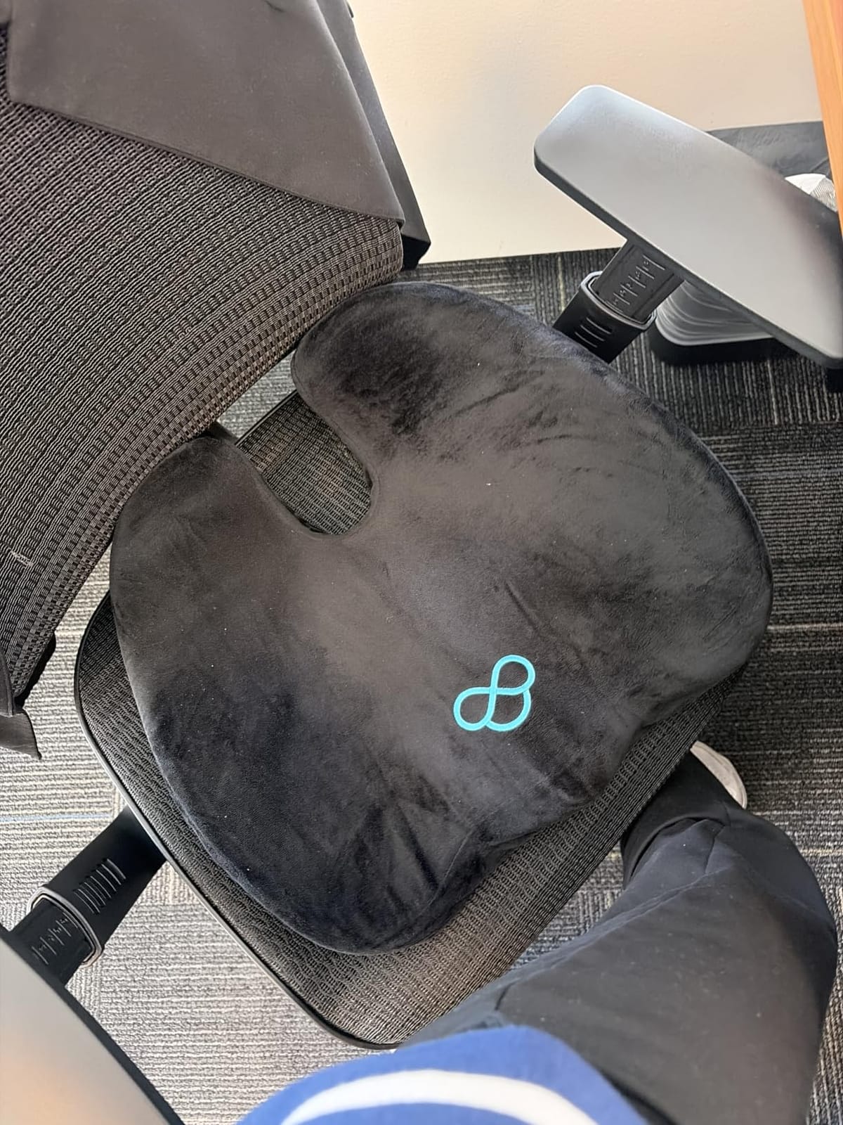 BlissTrends Memory Foam Seat Cushion for Office Chair & Car Seat, Black | Ergonomic Tailbone & Sciatica Support with Removable Velvet Cover for Pressure Relief and Long Sitting Comfort, 3.3