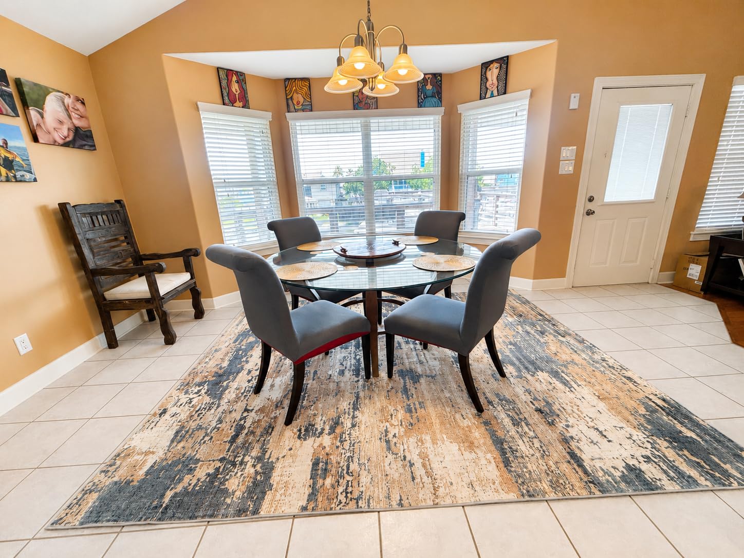 5x7 Area Rugs for Living Room Large Washable Abstract Rug White Gray Blue | Ultra Soft, Anti-Skid, Non-Shedding, Indoor Carpets, Modern Decor, Suitable for Bedroom Under Dining Table Nursery Home Office customer photo 1