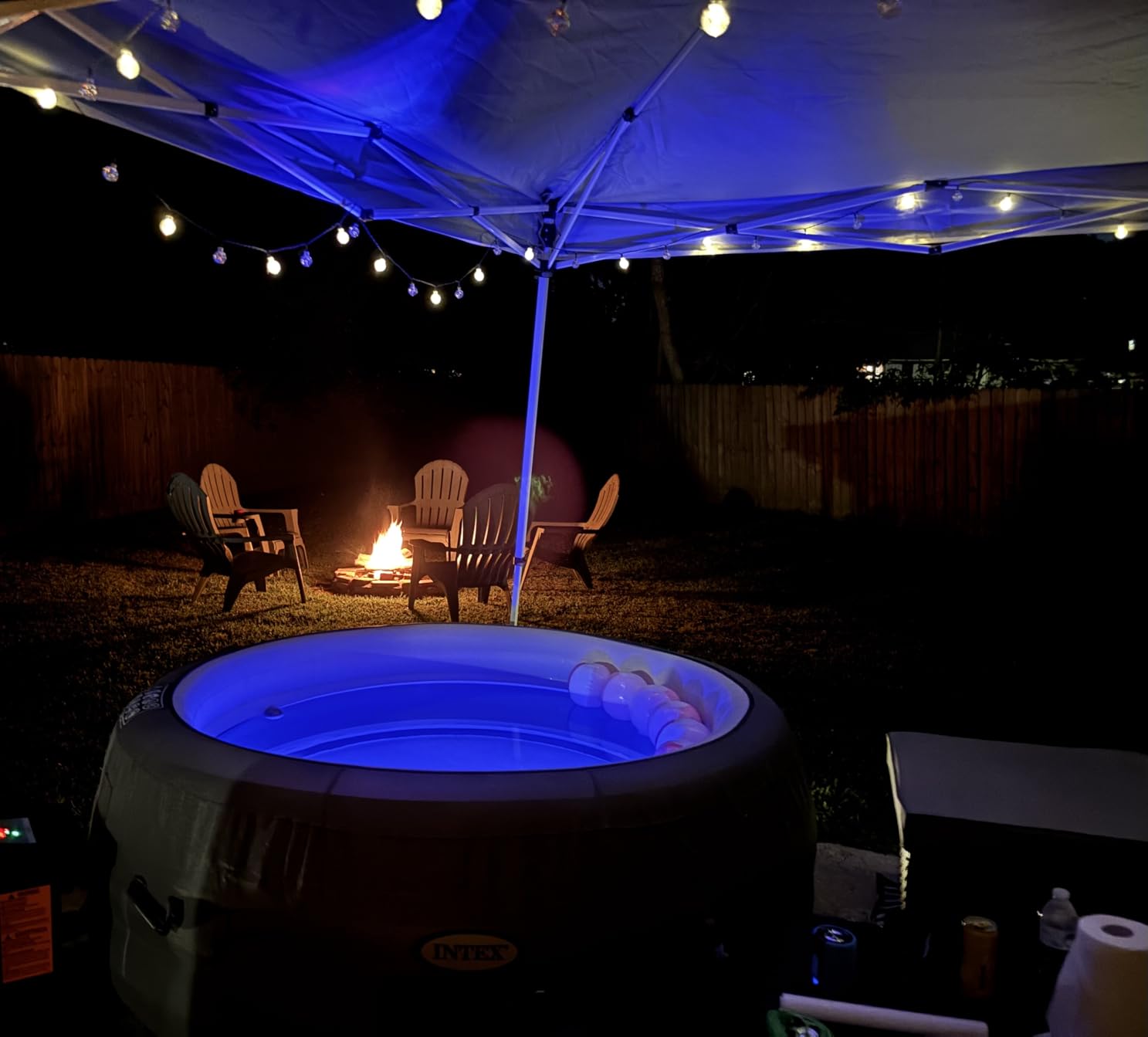 INTEX SimpleSpa 4 Person Inflatable Hot Tub, Portable Spa with 100 Jets | 28483E Built-in Hard Water Treatment with Cover & Ground Cloth for Insulation, 77in x 26in customer photo 1