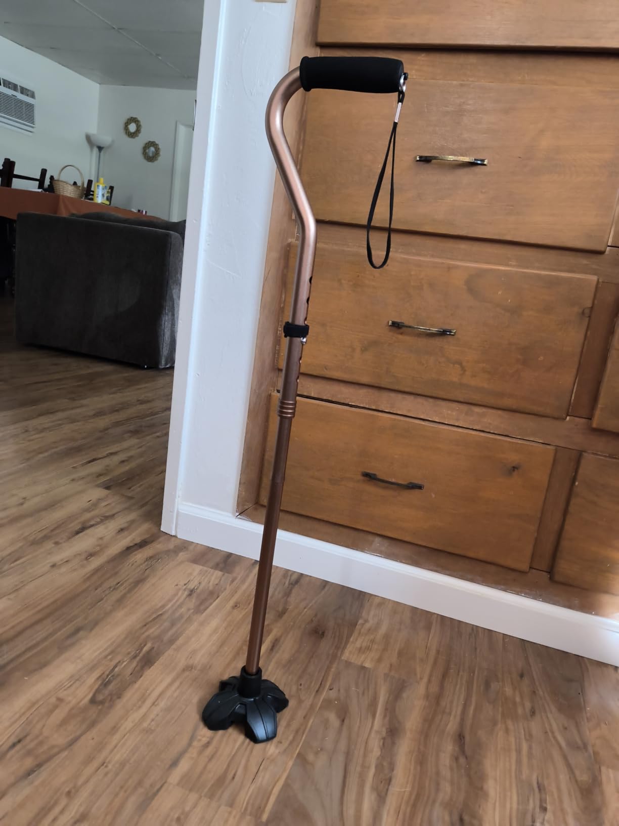 GPTCAMP Walking Cane Quad Base Self Standing 300lbs for Seniors | Folds, 1.1lb, 6 heights 31-36