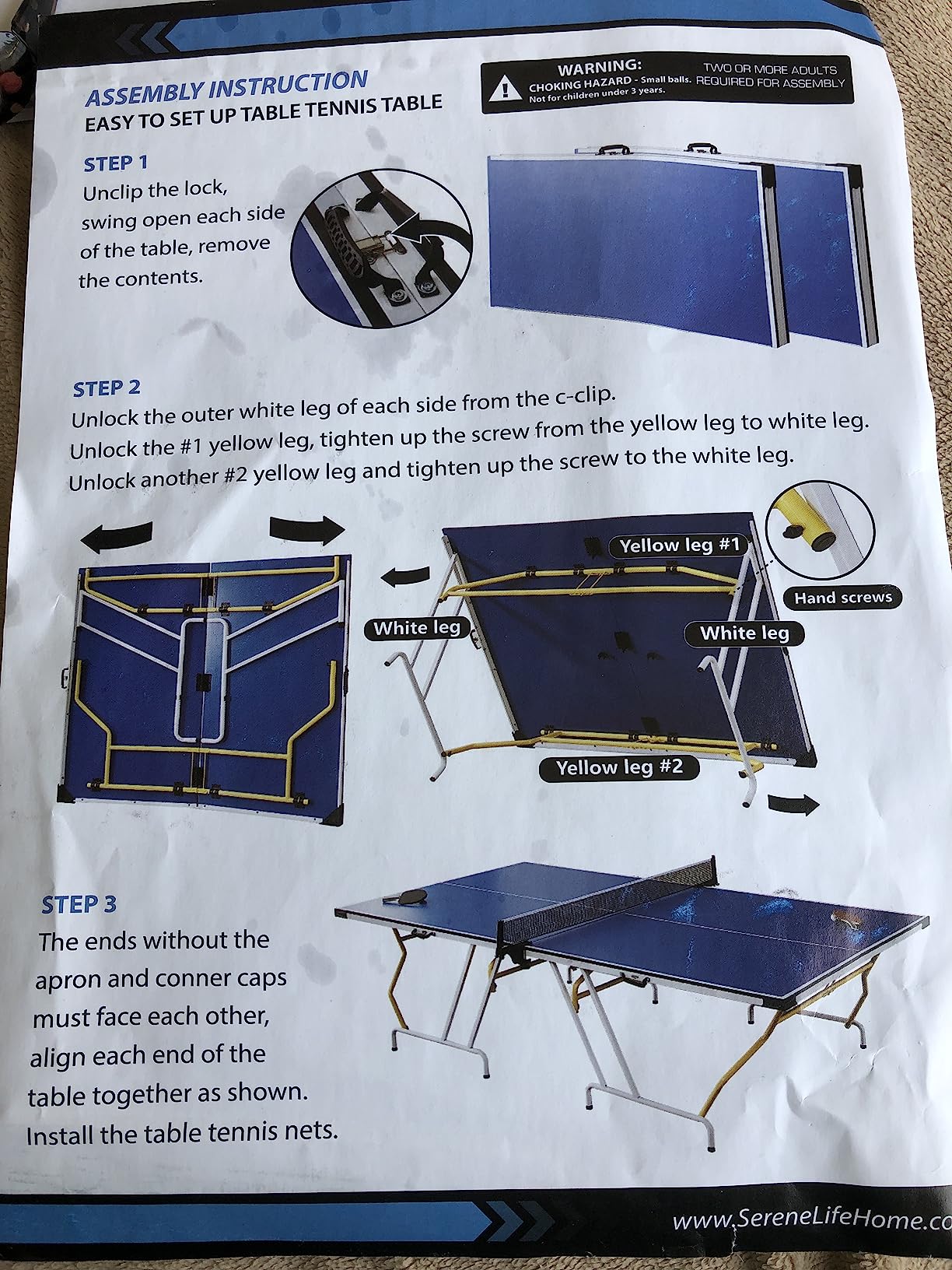 SereneLife Full Size Ping Pong Table, 9' x 5' Regulation Fold-Flat Table Tennis Table, Hinged Panels for SUV Transport and Easy Storage, Portable Space-Saving Design, Net & Post Set Included customer photo 1